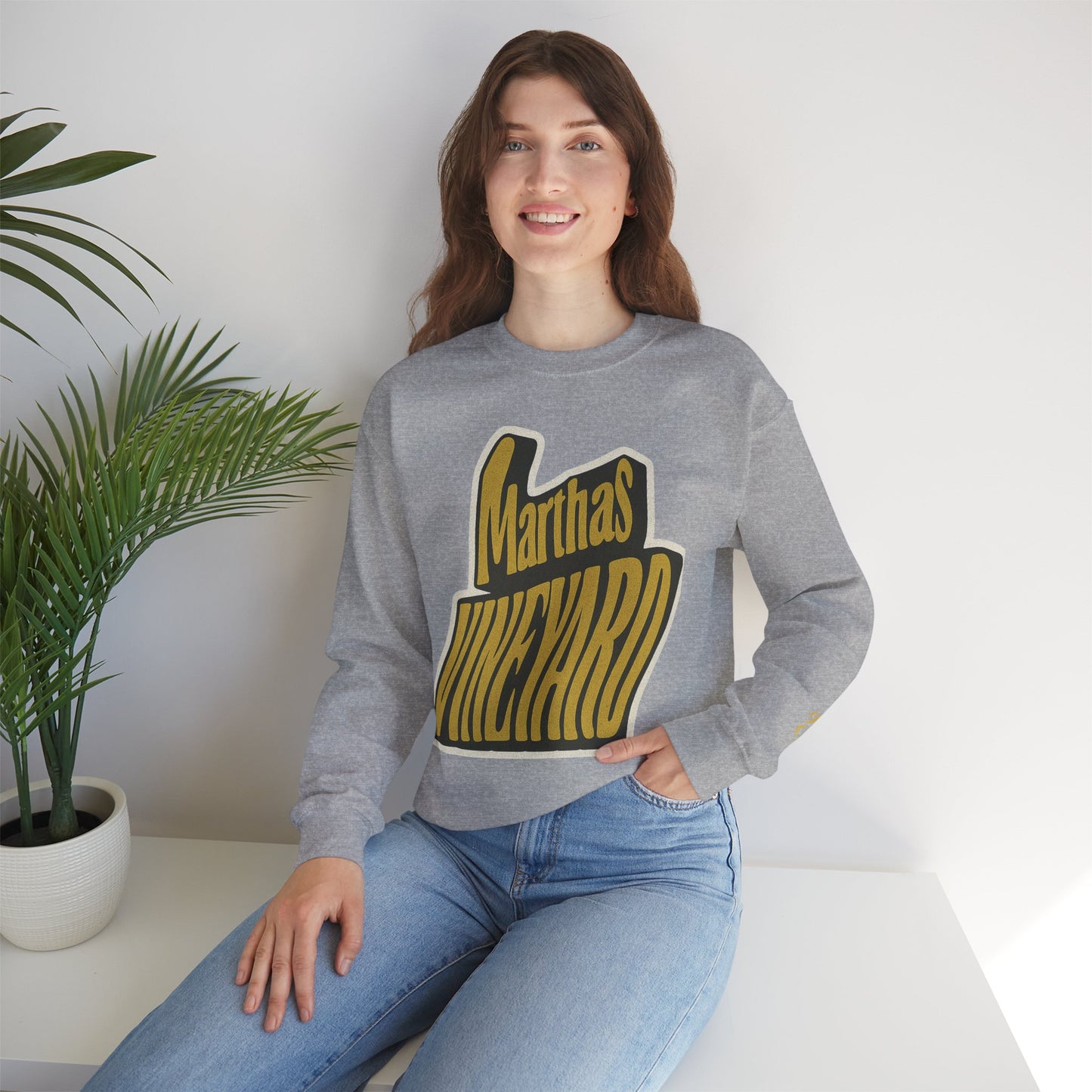 Wavy Martha’s Vineyard Crewneck Sweatshirt – Unisex Heavy Blend | Cozy Island Style