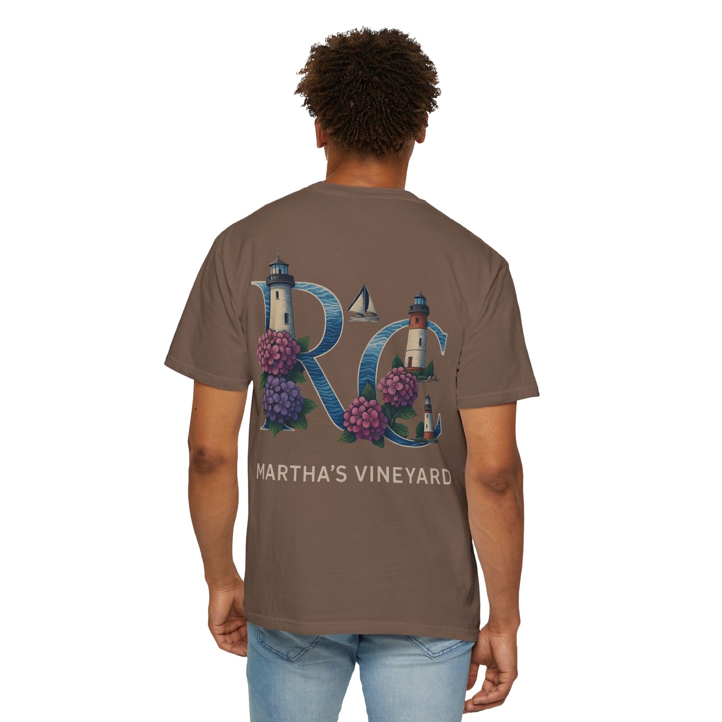 RC Martha’s Vineyard Tee – Nautical Lighthouse & Hydrangea Island Design