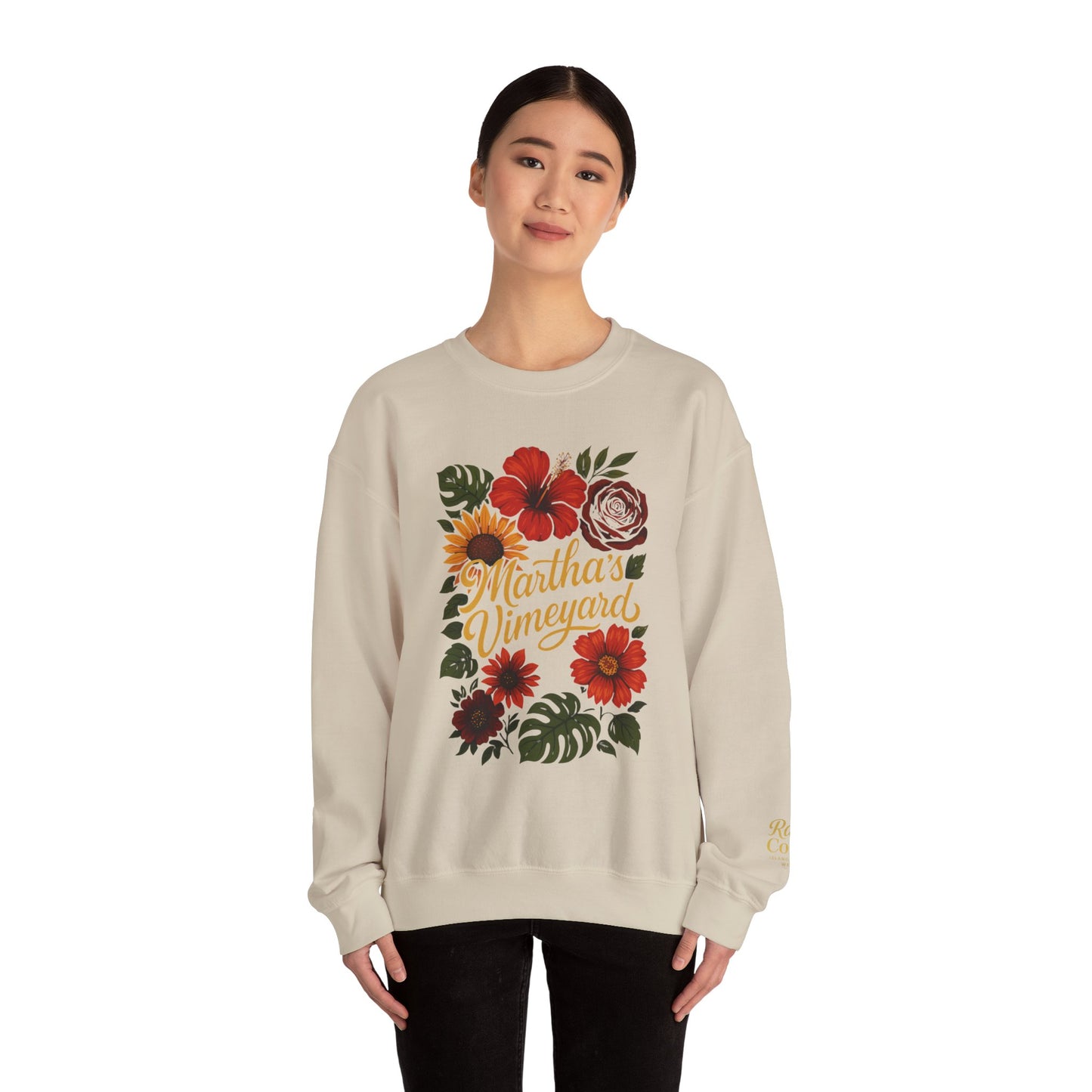 Ocean Park Floral Crewneck Sweatshirt – Martha’s Vineyard Classic | Unisex Heavy Blend