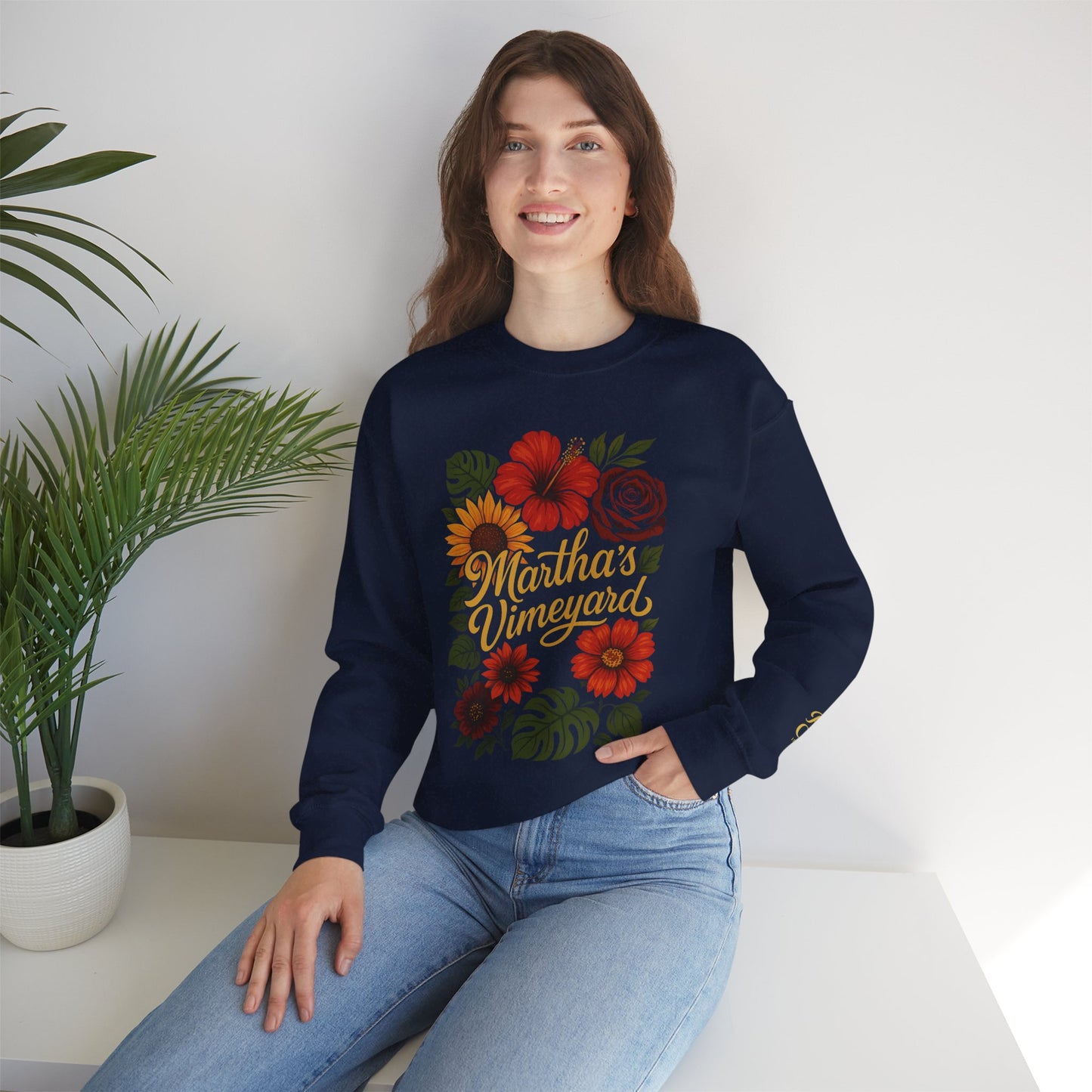 Ocean Park Floral Crewneck Sweatshirt – Martha’s Vineyard Classic | Unisex Heavy Blend