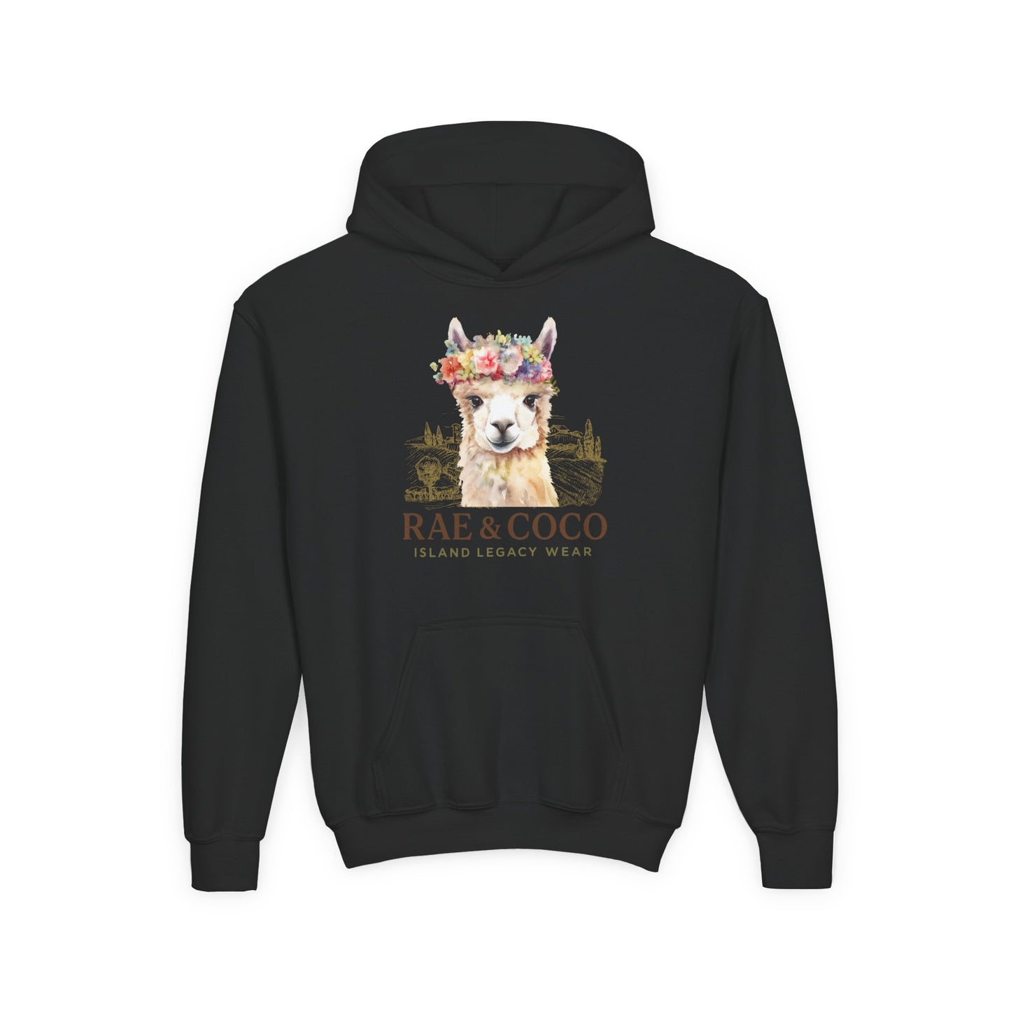 Floral Alpaca Youth Hoodie - Cozy Gift for Animal Lovers, Perfect for Birthdays, Holidays, Casual Wear, Family Outings