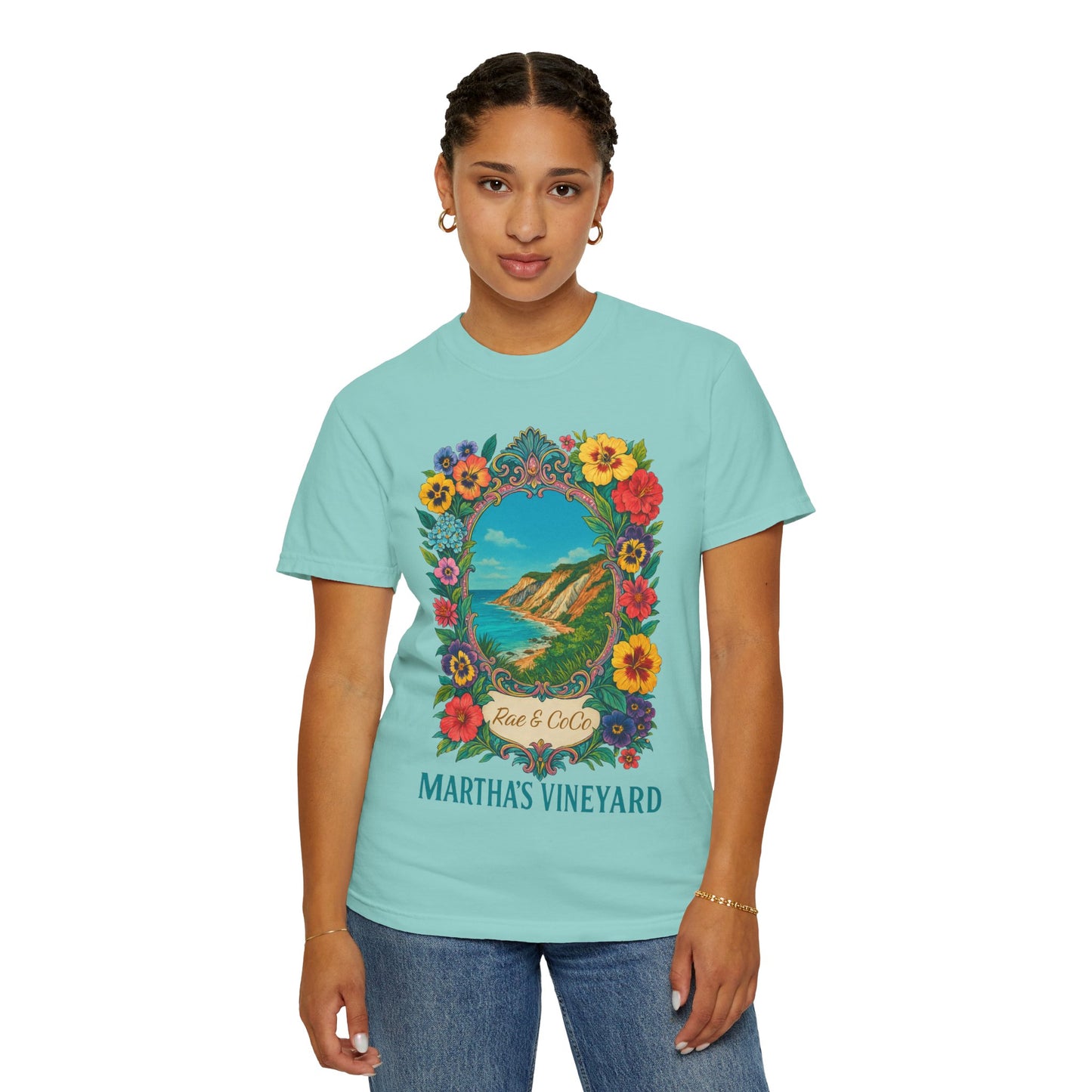 Vintage Floral Martha’s Vineyard Tee – Aquinnah Cliffs & Island Heritage Shirt