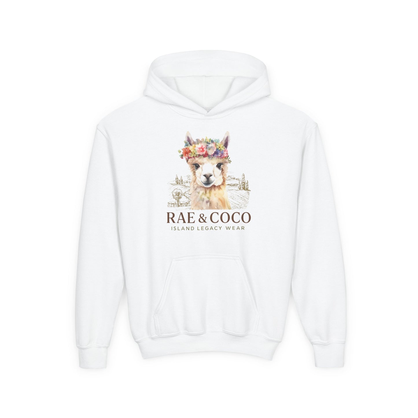 Floral Alpaca Youth Hoodie - Cozy Gift for Animal Lovers, Perfect for Birthdays, Holidays, Casual Wear, Family Outings