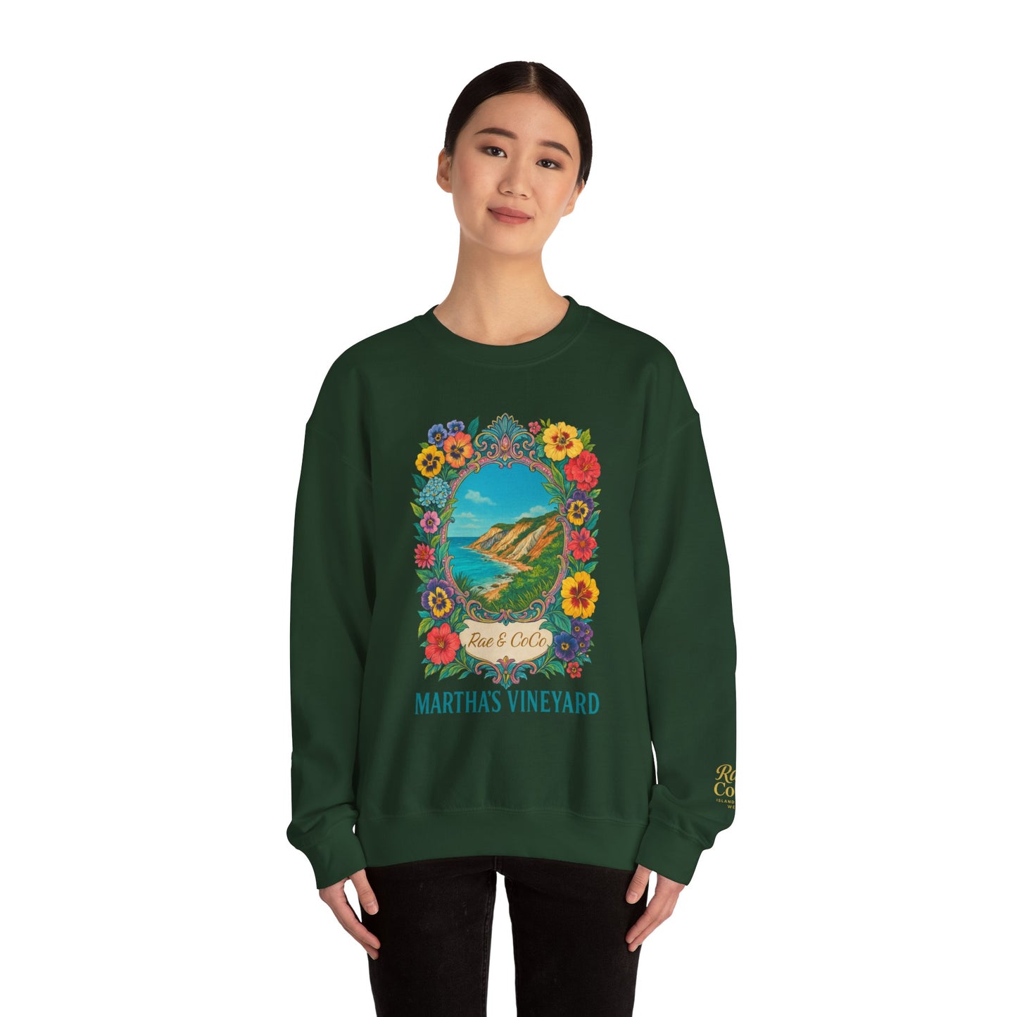Aquinnah Cliffs Floral Crewneck – Martha’s Vineyard Classic | Unisex Heavy Blend Sweatshirt