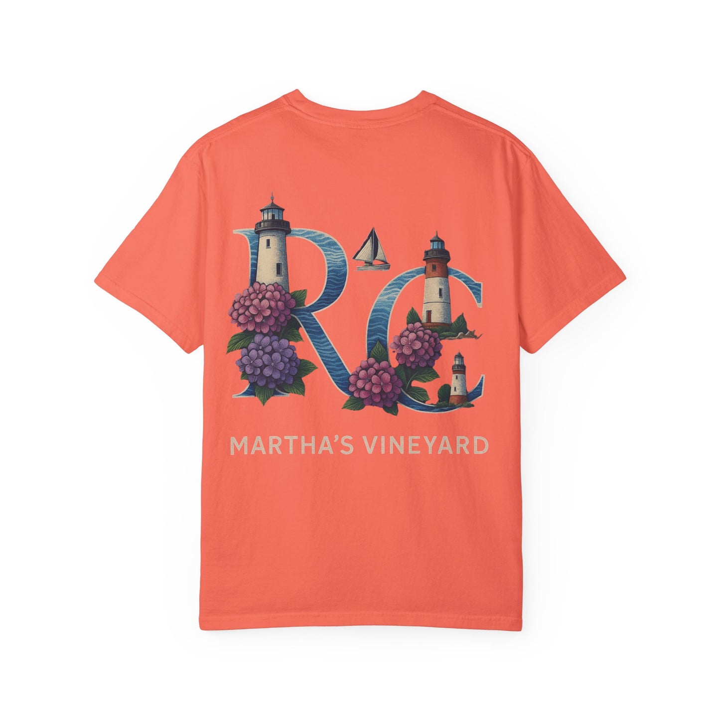 RC Martha’s Vineyard Tee – Nautical Lighthouse & Hydrangea Island Design