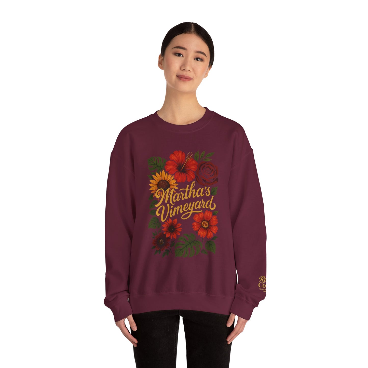 Ocean Park Floral Crewneck Sweatshirt – Martha’s Vineyard Classic | Unisex Heavy Blend