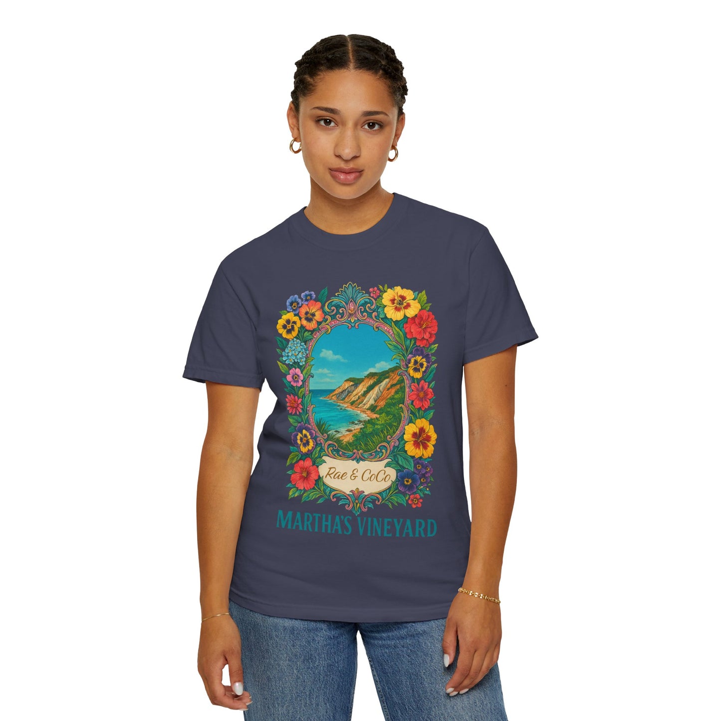 Vintage Floral Martha’s Vineyard Tee – Aquinnah Cliffs & Island Heritage Shirt