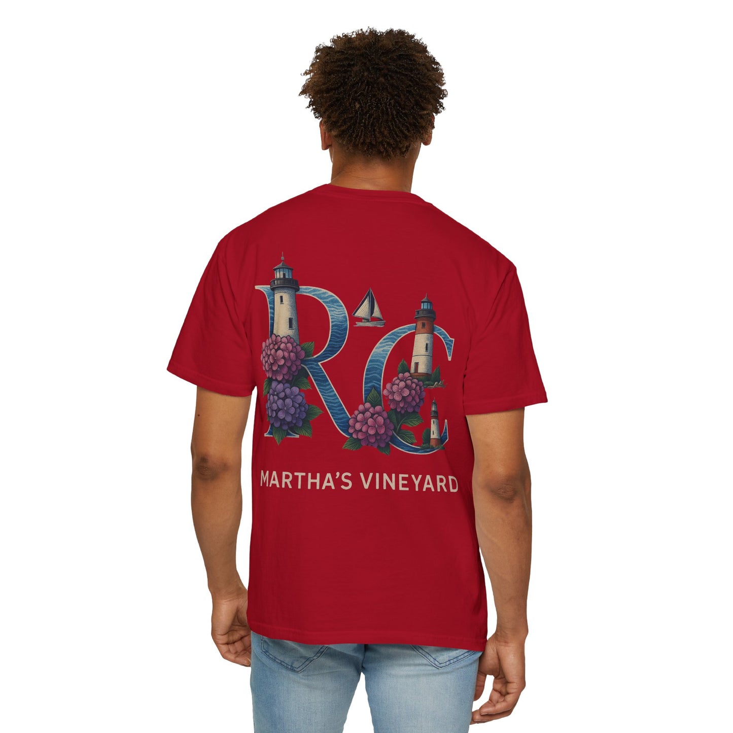 RC Martha’s Vineyard Tee – Nautical Lighthouse & Hydrangea Island Design