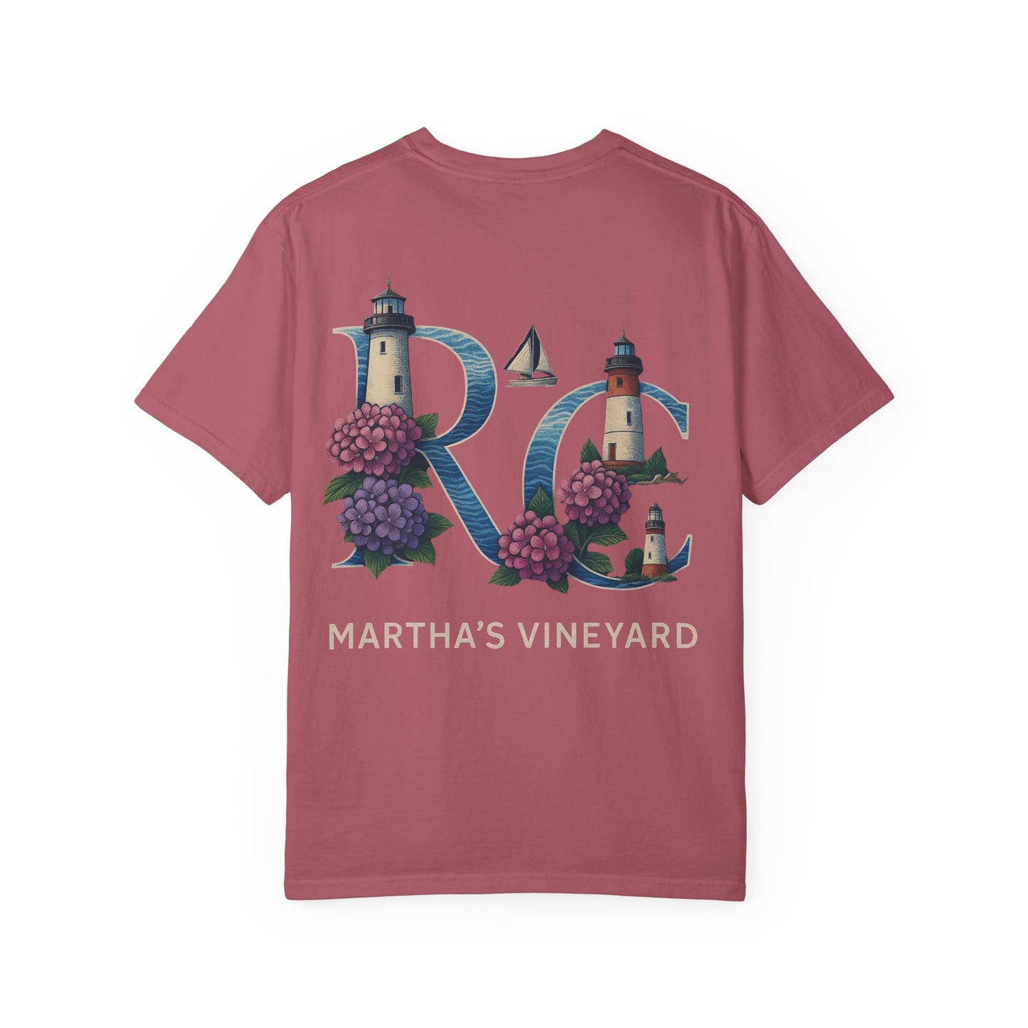 RC Martha’s Vineyard Tee – Nautical Lighthouse & Hydrangea Island Design
