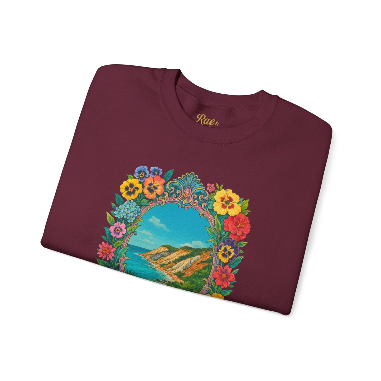 Aquinnah Cliffs Floral Crewneck – Martha’s Vineyard Classic | Unisex Heavy Blend Sweatshirt