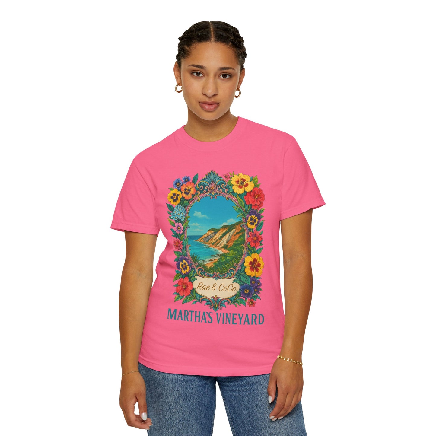 Vintage Floral Martha’s Vineyard Tee – Aquinnah Cliffs & Island Heritage Shirt