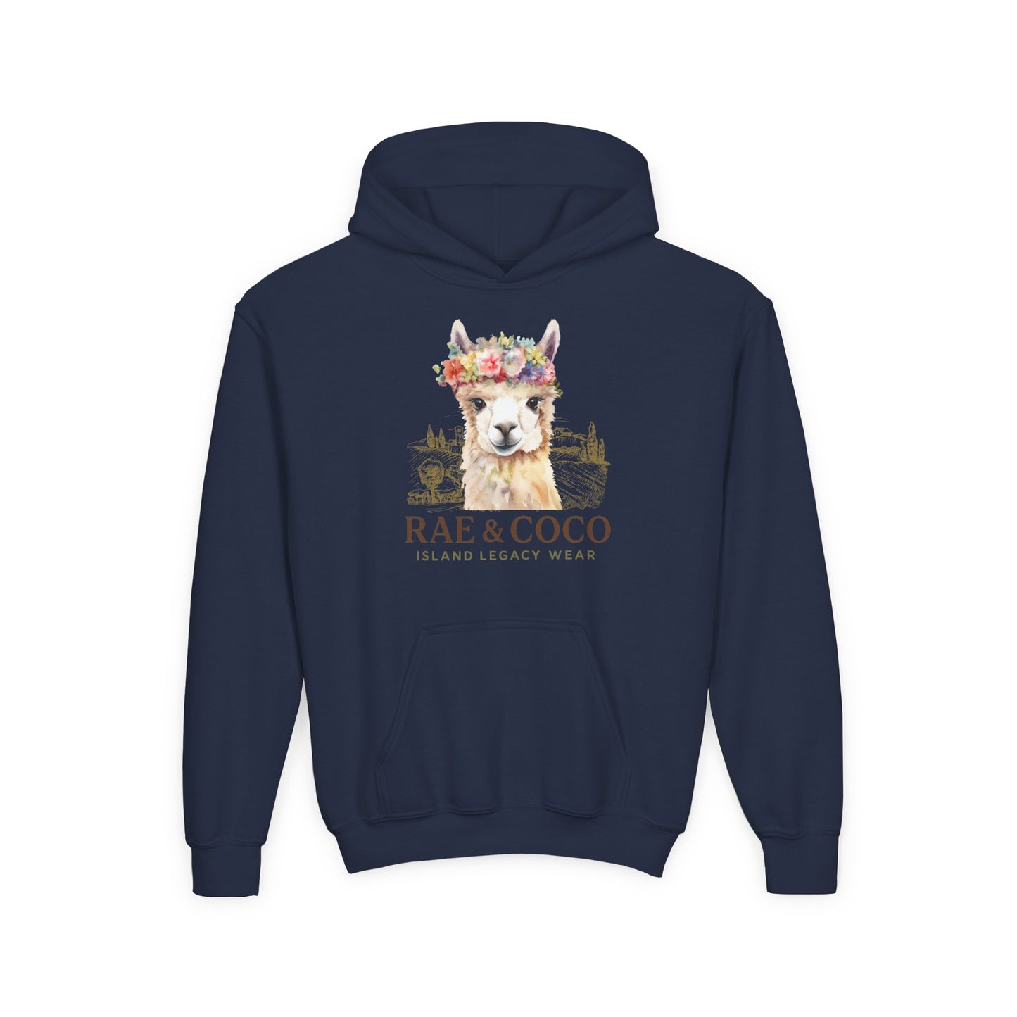 Floral Alpaca Youth Hoodie - Cozy Gift for Animal Lovers, Perfect for Birthdays, Holidays, Casual Wear, Family Outings