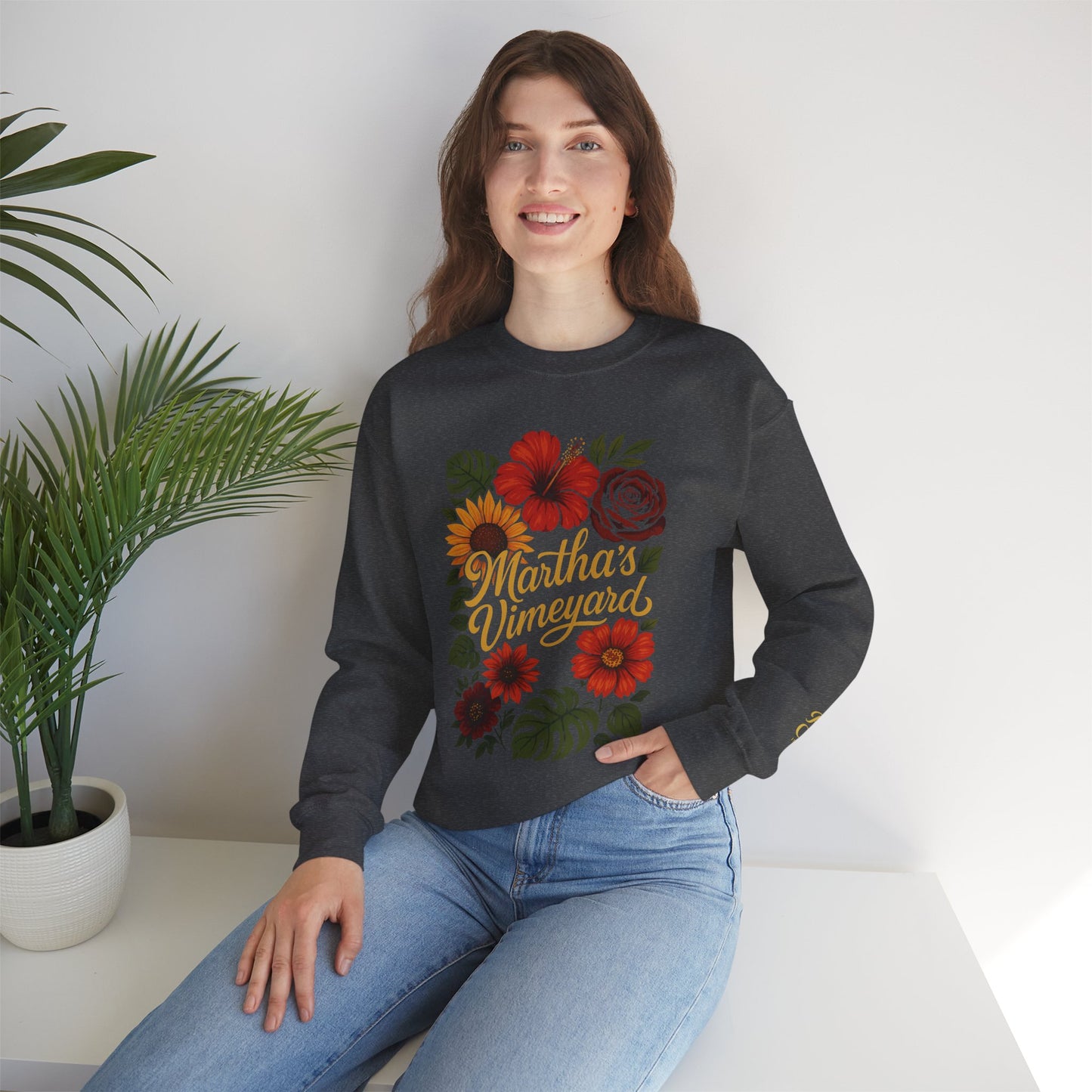 Ocean Park Floral Crewneck Sweatshirt – Martha’s Vineyard Classic | Unisex Heavy Blend
