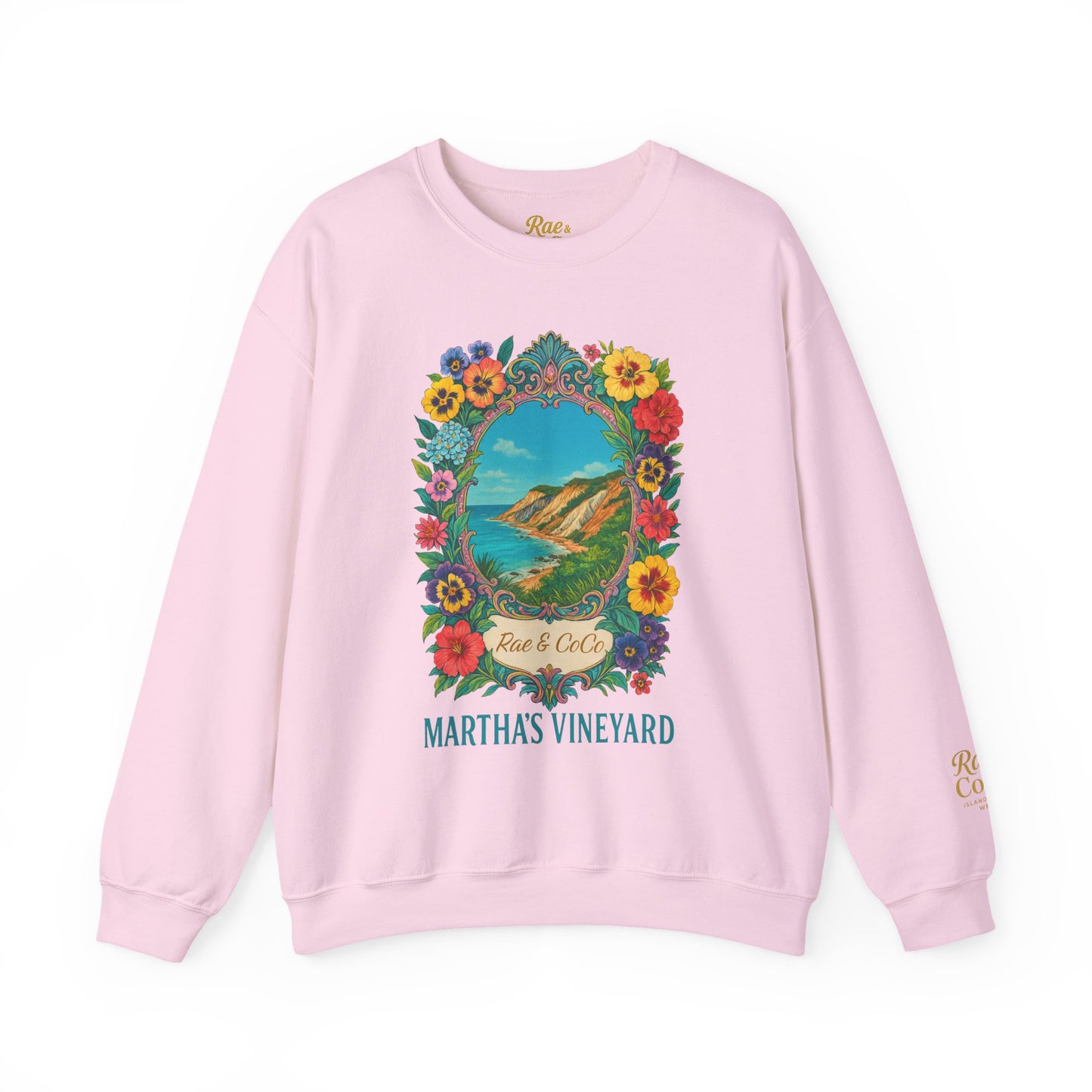 Aquinnah Cliffs Floral Crewneck – Martha’s Vineyard Classic | Unisex Heavy Blend Sweatshirt