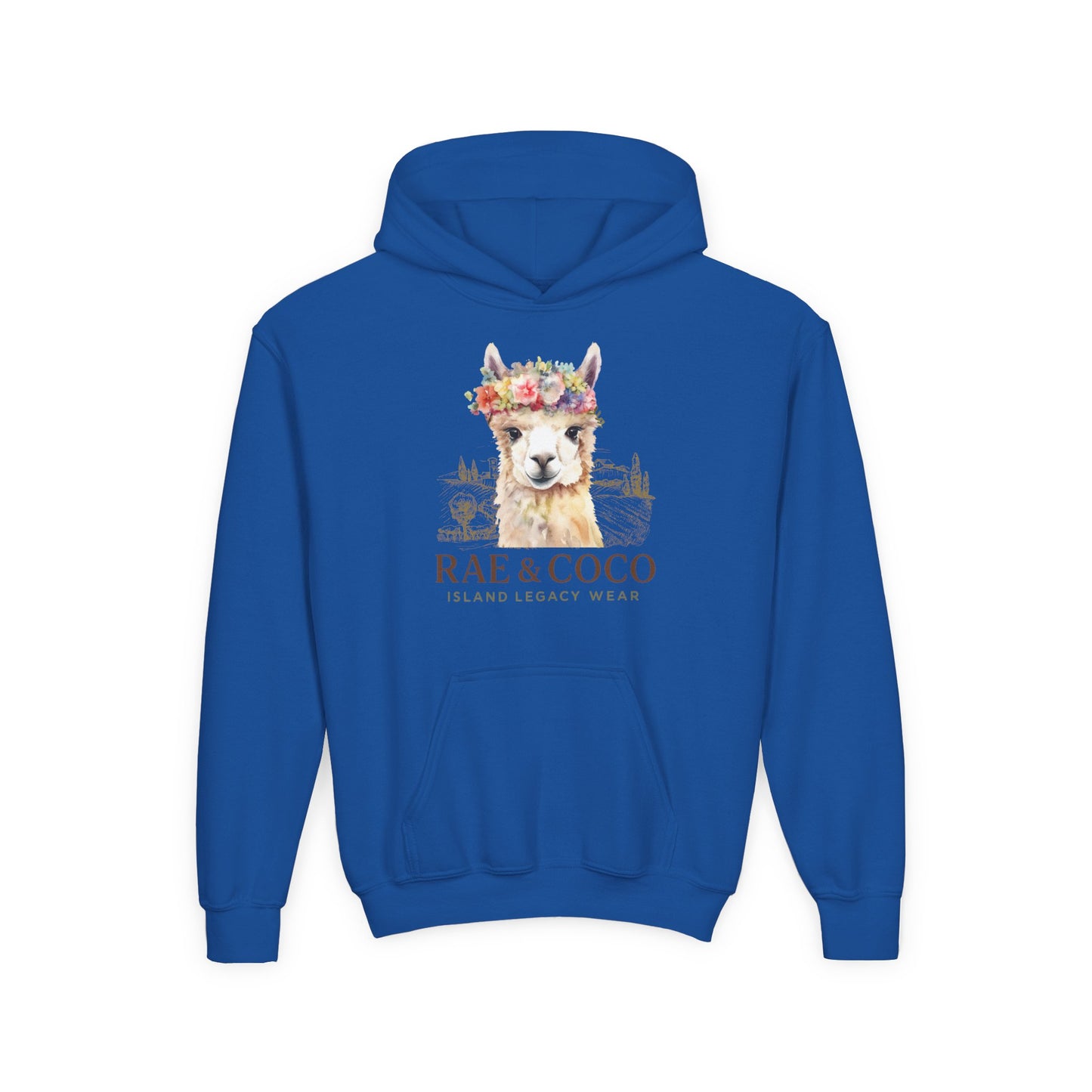 Floral Alpaca Youth Hoodie - Cozy Gift for Animal Lovers, Perfect for Birthdays, Holidays, Casual Wear, Family Outings