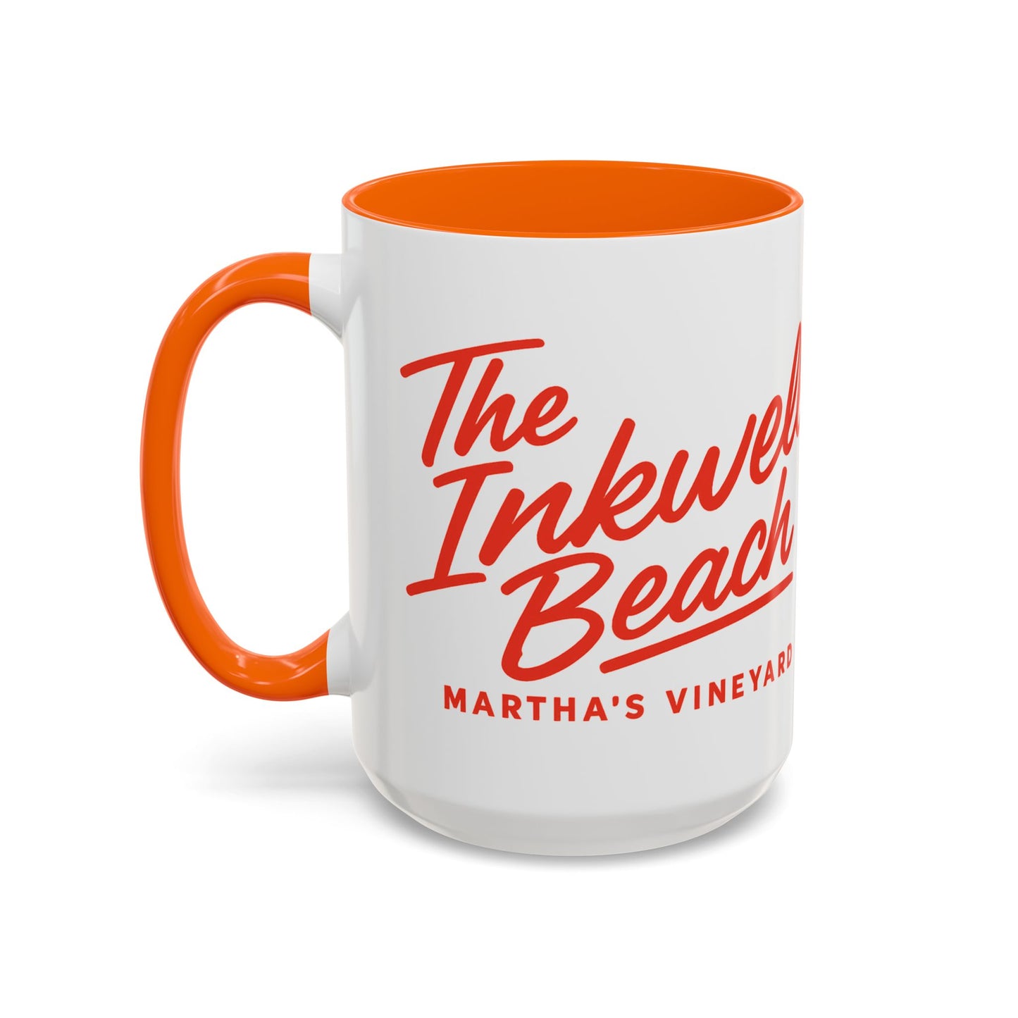 🔴 The Inkwell Beach – Martha’s Vineyard Classic Script Accent Mug (11oz & 15oz)