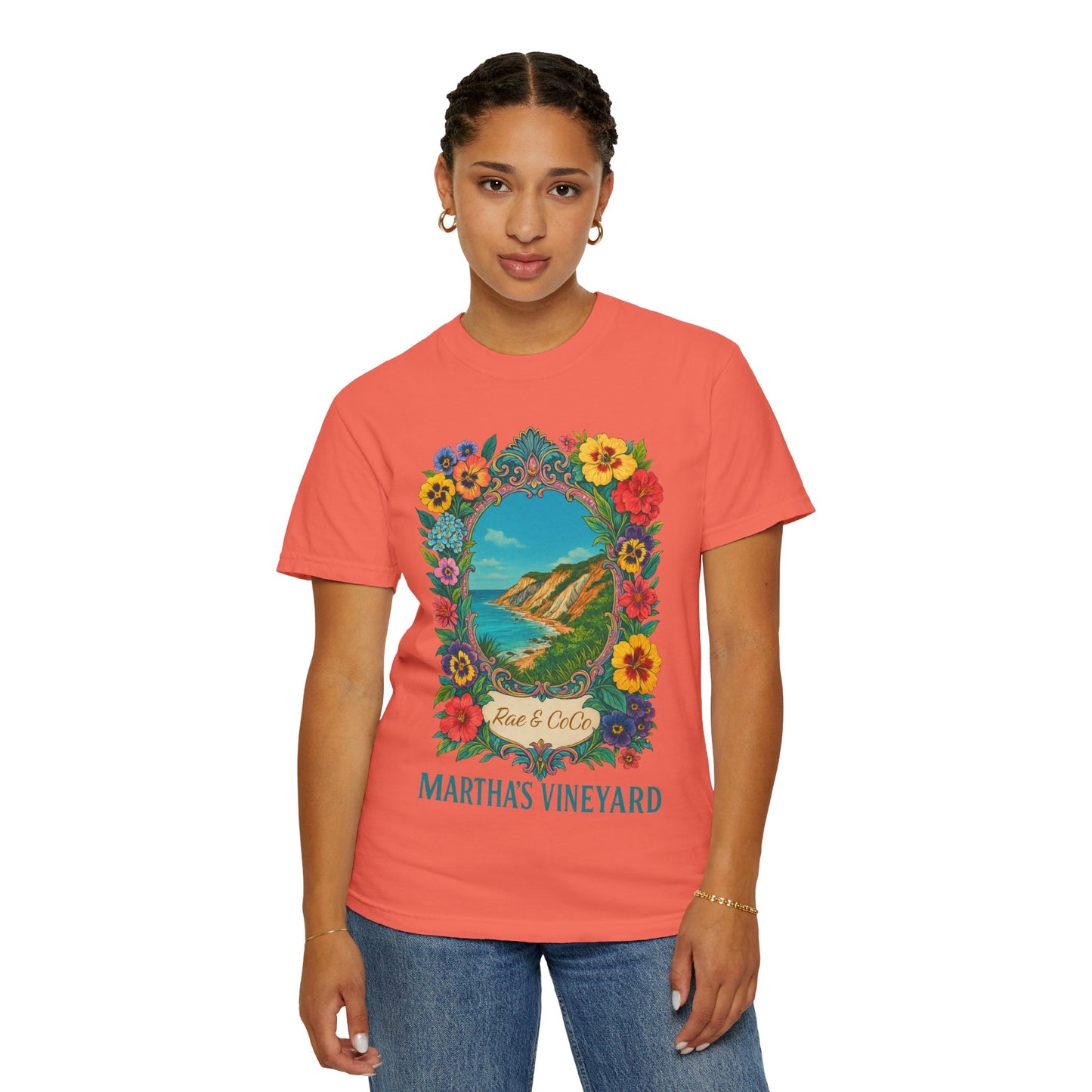 Vintage Floral Martha’s Vineyard Tee – Aquinnah Cliffs & Island Heritage Shirt