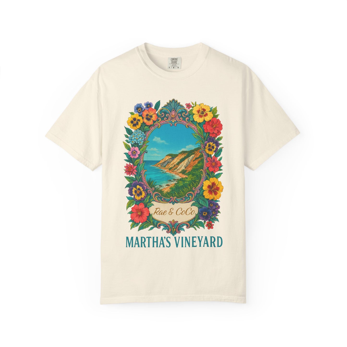 Vintage Floral Martha’s Vineyard Tee – Aquinnah Cliffs & Island Heritage Shirt