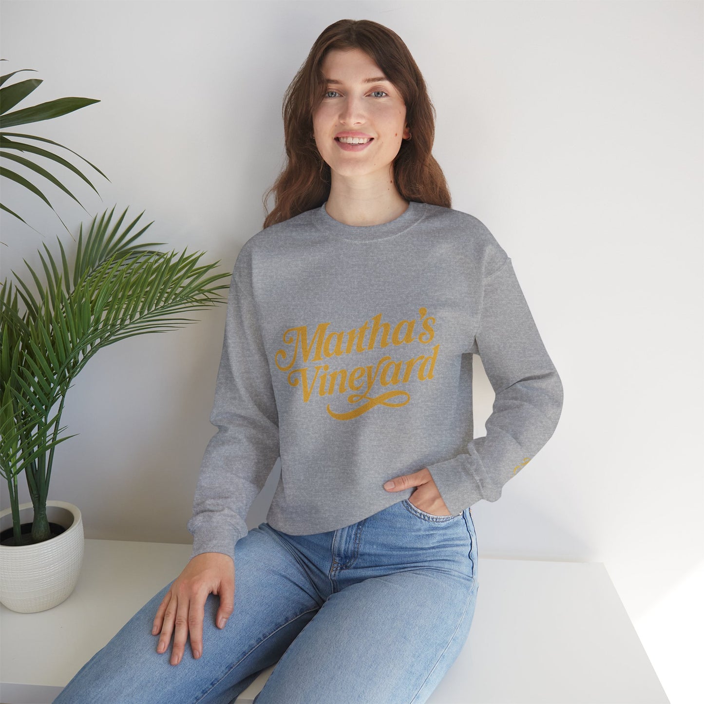 Cursive Martha’s Vineyard Crewneck Sweatshirt – Unisex Heavy Blend | Cozy Island Style