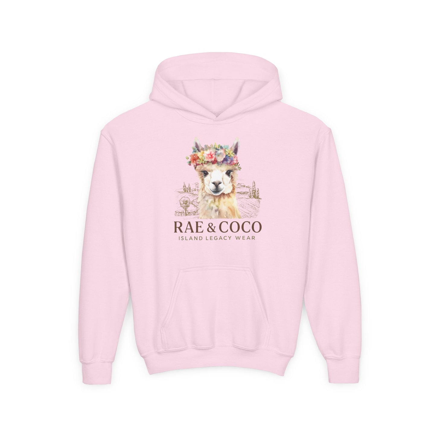 Floral Alpaca Youth Hoodie - Cozy Gift for Animal Lovers, Perfect for Birthdays, Holidays, Casual Wear, Family Outings