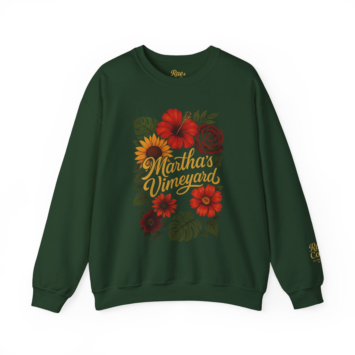 Ocean Park Floral Crewneck Sweatshirt – Martha’s Vineyard Classic | Unisex Heavy Blend