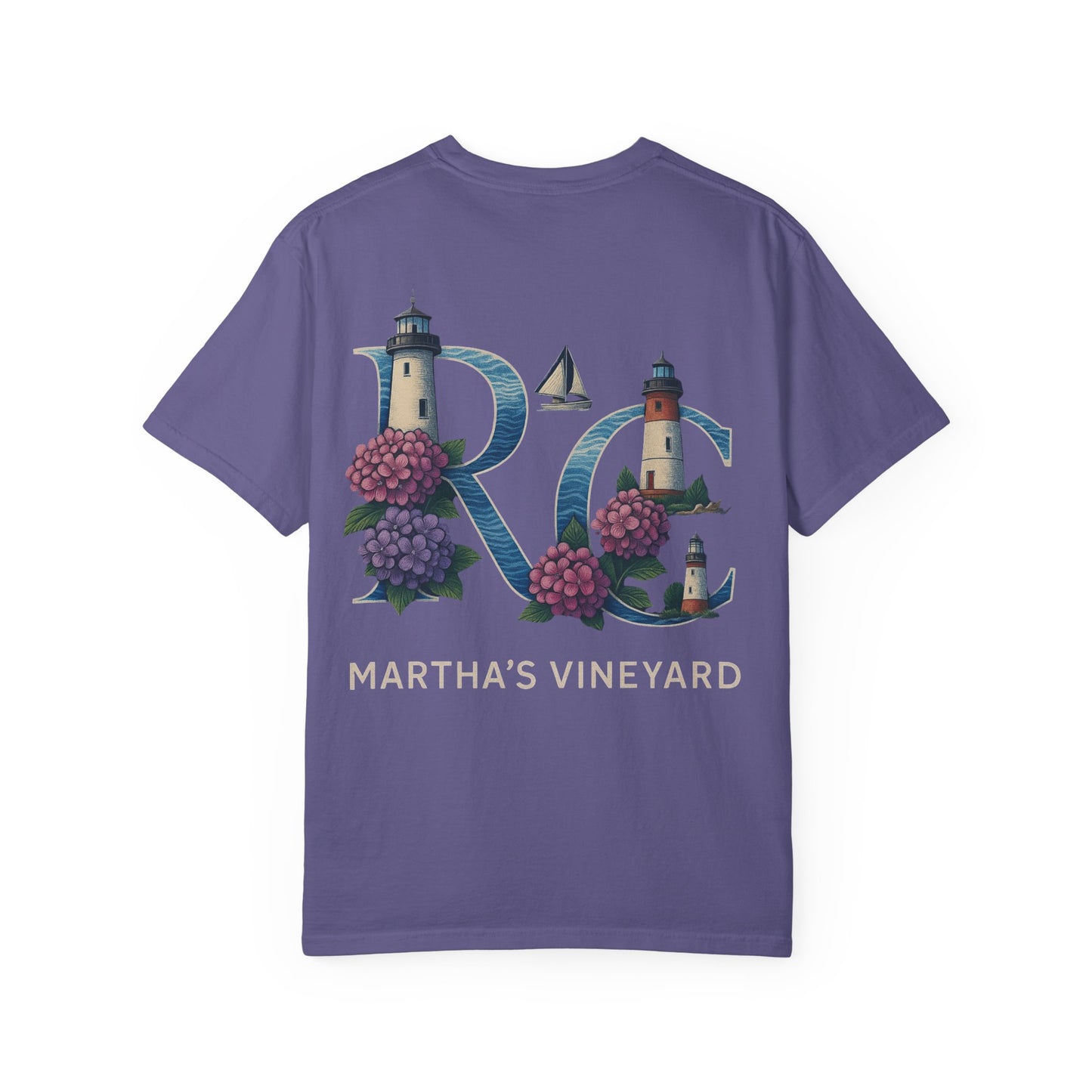 RC Martha’s Vineyard Tee – Nautical Lighthouse & Hydrangea Island Design
