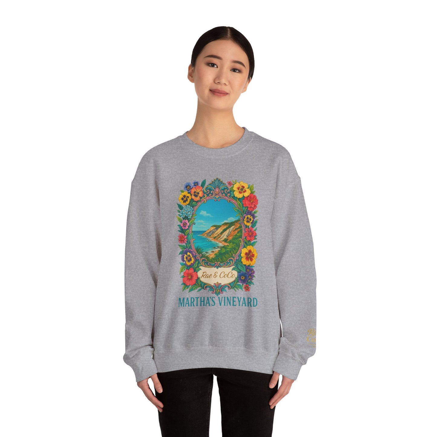 Aquinnah Cliffs Floral Crewneck – Martha’s Vineyard Classic | Unisex Heavy Blend Sweatshirt