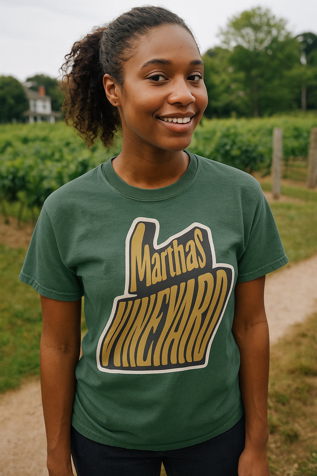 Groovy Martha’s Vineyard Tee – Retro Wavy Lettering Unisex Island Shirt