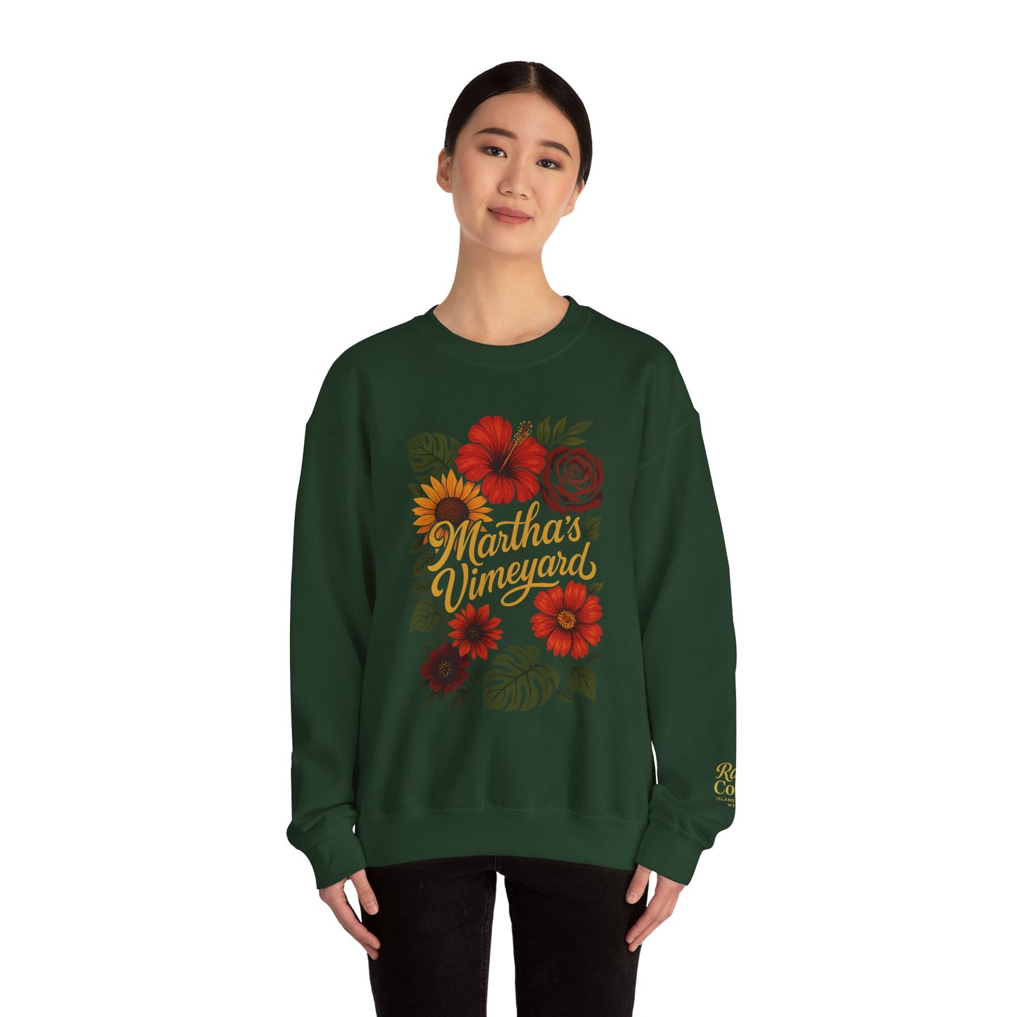 Ocean Park Floral Crewneck Sweatshirt – Martha’s Vineyard Classic | Unisex Heavy Blend