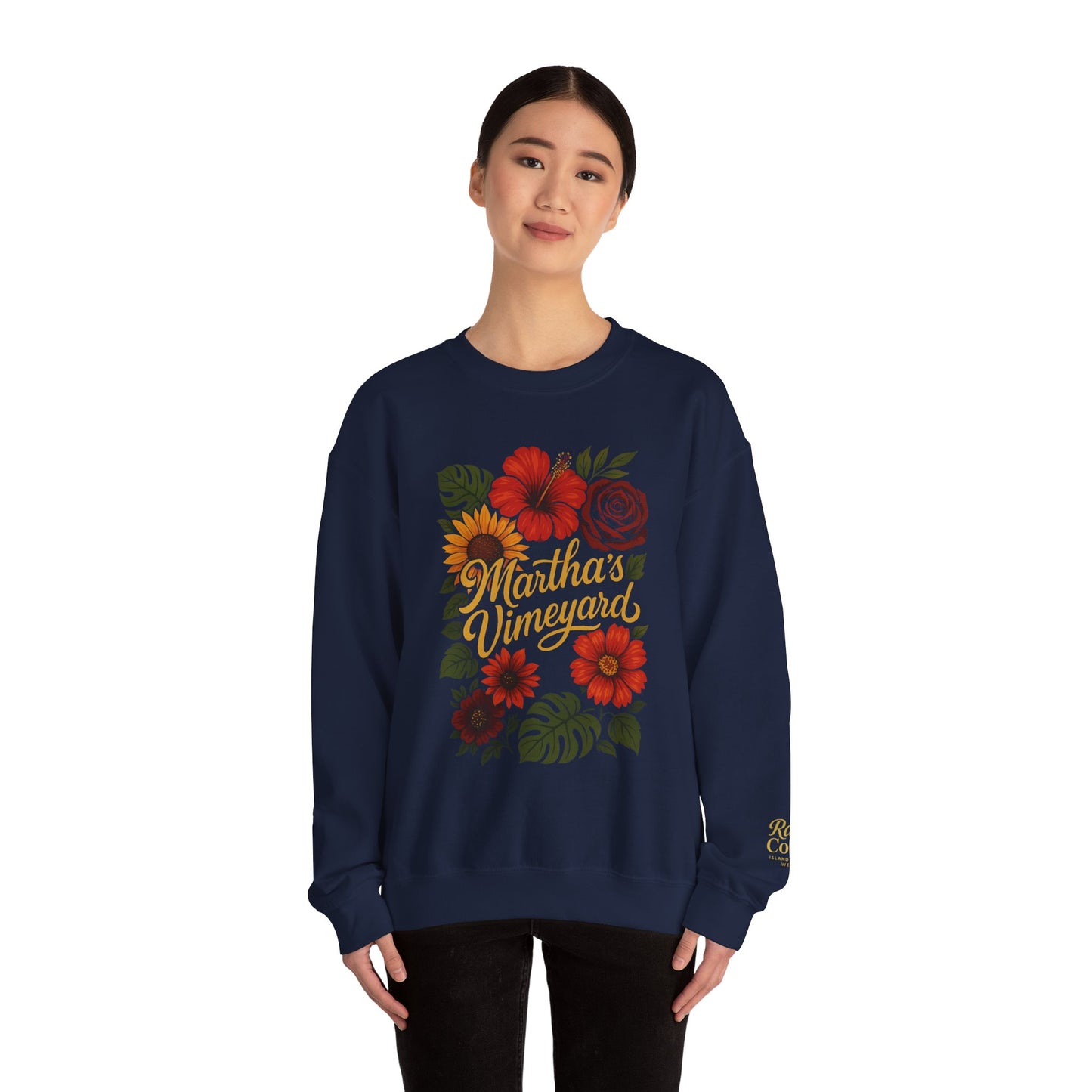 Ocean Park Floral Crewneck Sweatshirt – Martha’s Vineyard Classic | Unisex Heavy Blend