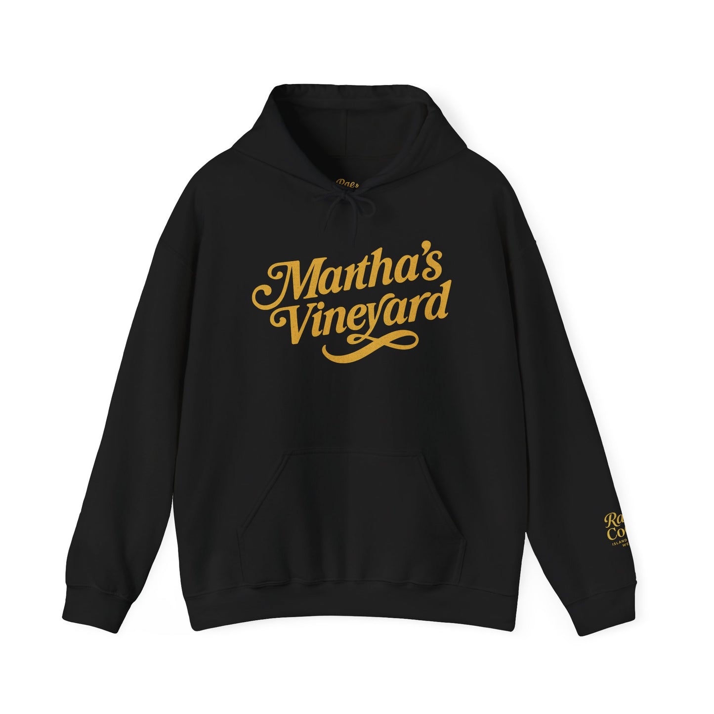 Martha’s Vineyard Hoodie – Unisex Heavy Blend with Cursive Yellow & Black Lettering