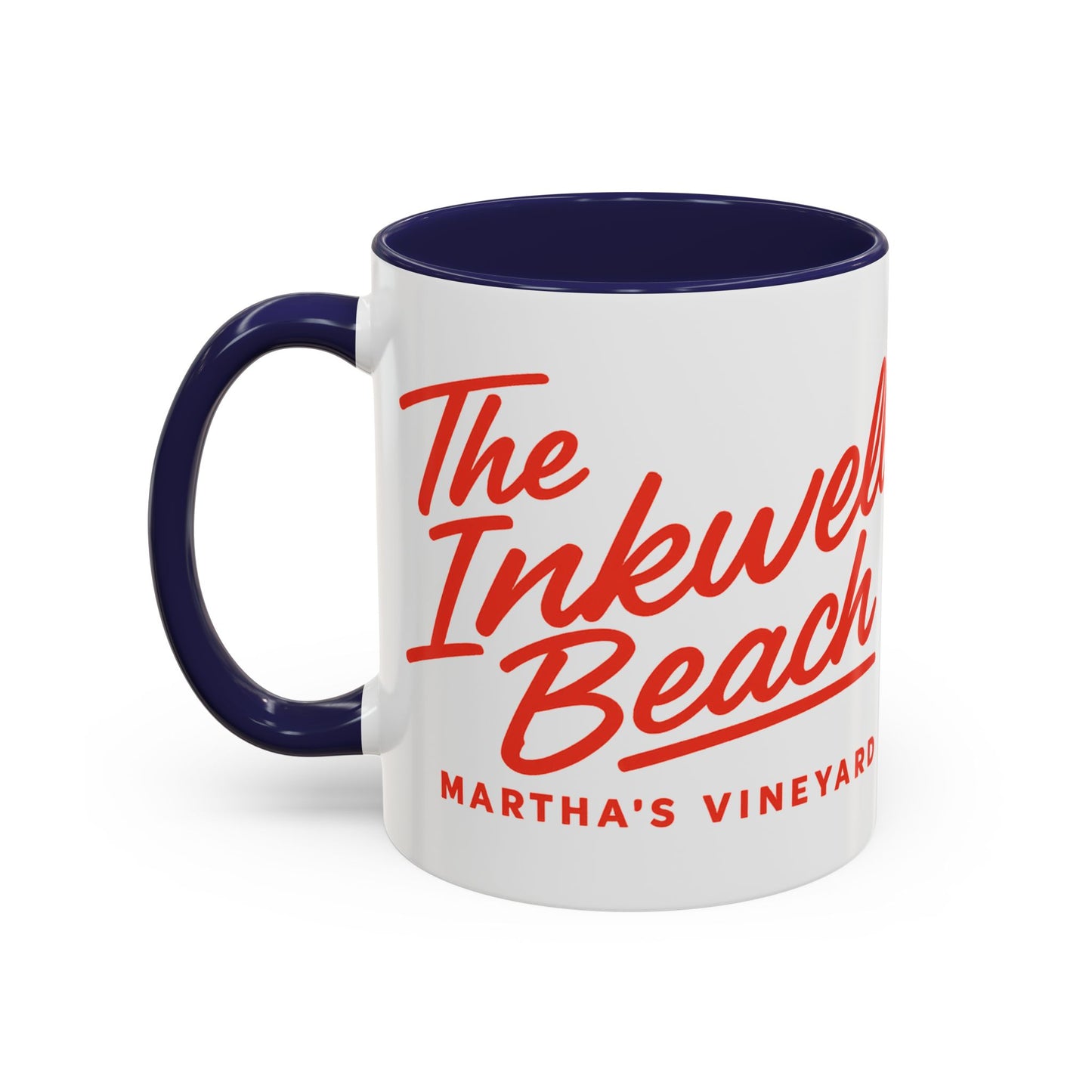 🔴 The Inkwell Beach – Martha’s Vineyard Classic Script Accent Mug (11oz & 15oz)