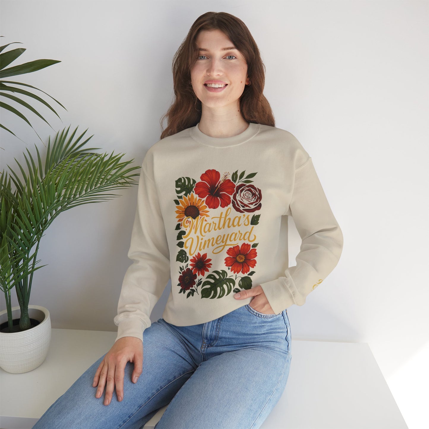 Ocean Park Floral Crewneck Sweatshirt – Martha’s Vineyard Classic | Unisex Heavy Blend