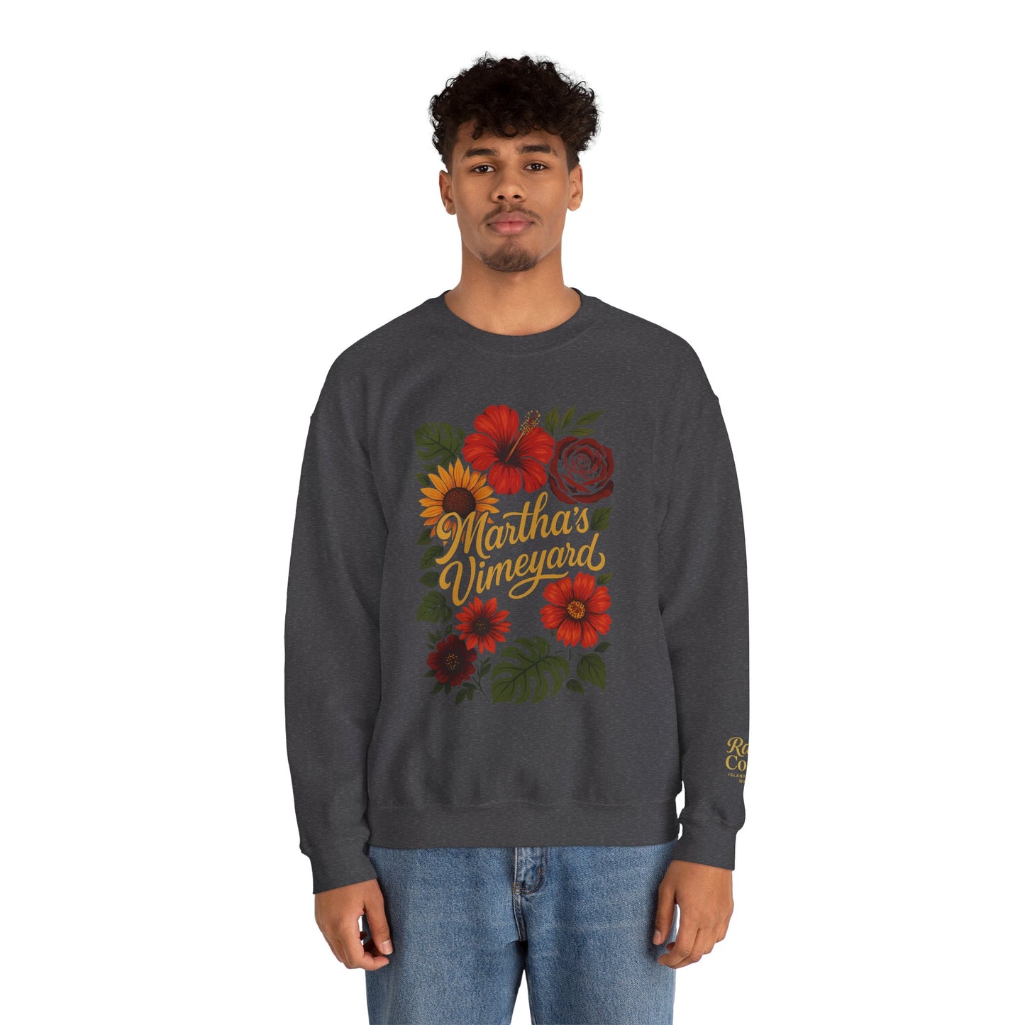 Ocean Park Floral Crewneck Sweatshirt – Martha’s Vineyard Classic | Unisex Heavy Blend
