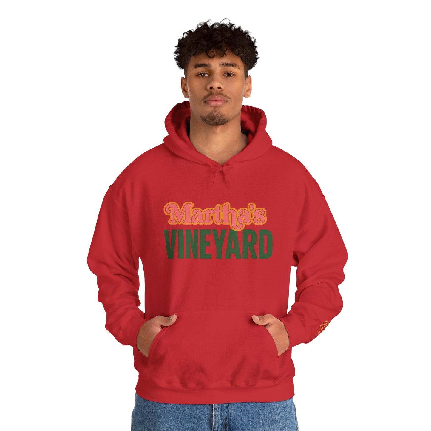 Retro “Martha’s Vineyard” Hoodie – Unisex Heavy Blend, Orange & Green Coastal Desig