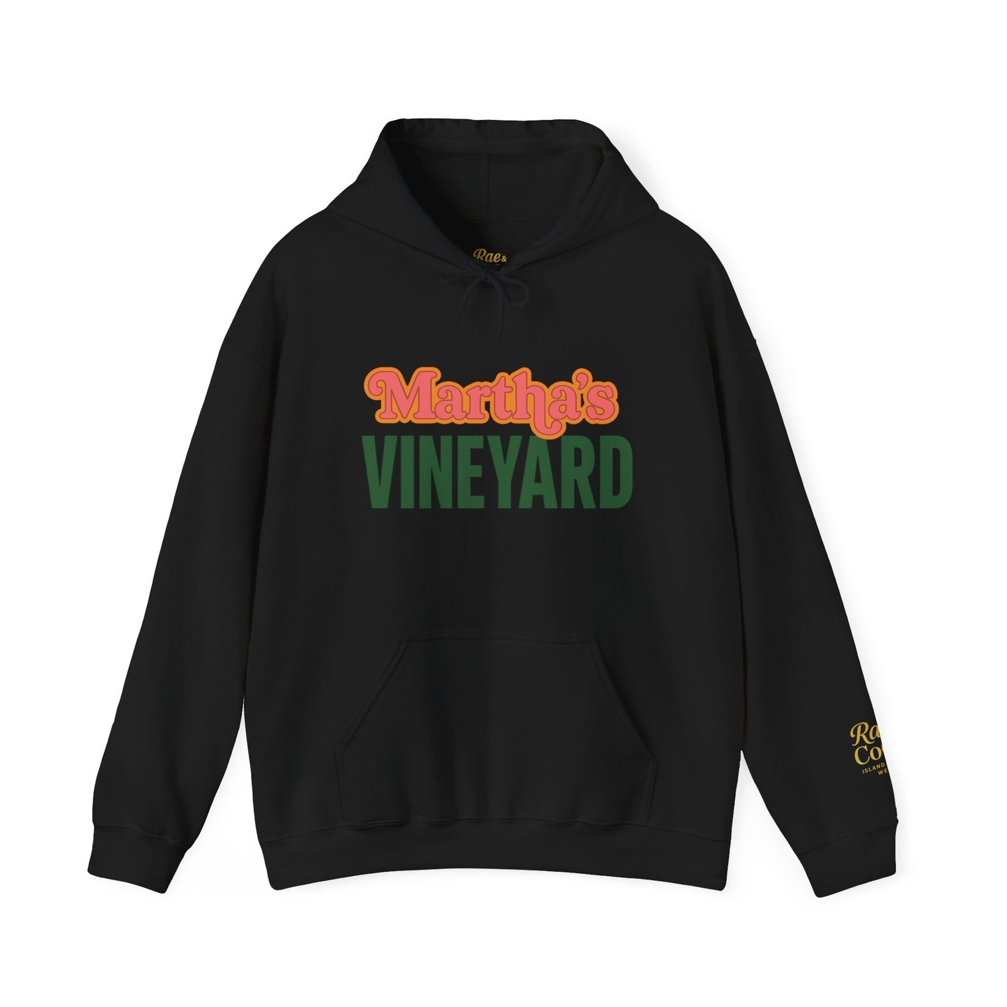 Retro “Martha’s Vineyard” Hoodie – Unisex Heavy Blend, Orange & Green Coastal Desig
