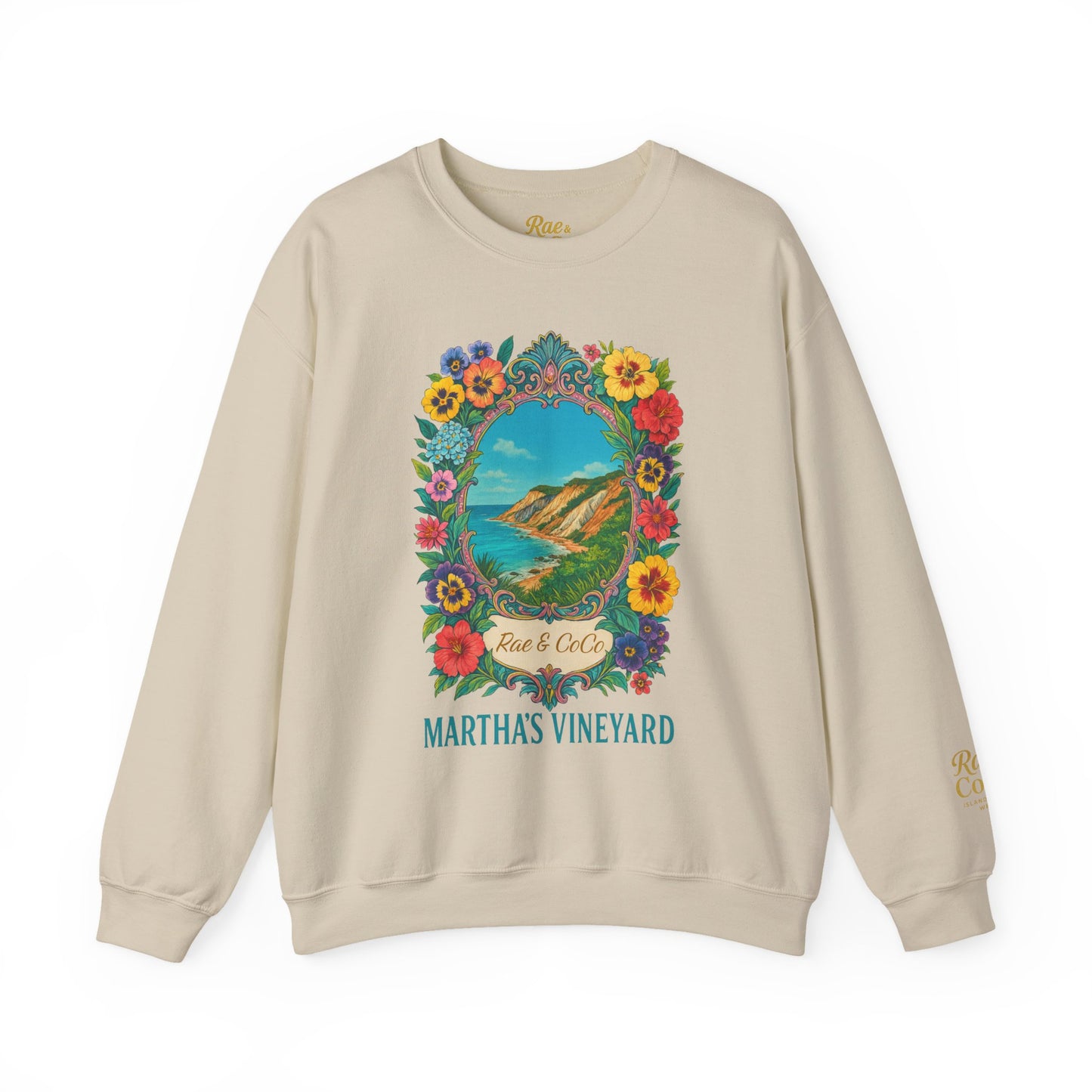 Aquinnah Cliffs Floral Crewneck – Martha’s Vineyard Classic | Unisex Heavy Blend Sweatshirt