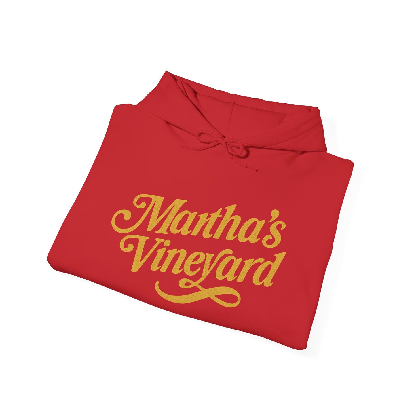 Martha’s Vineyard Hoodie – Unisex Heavy Blend with Cursive Yellow & Black Lettering
