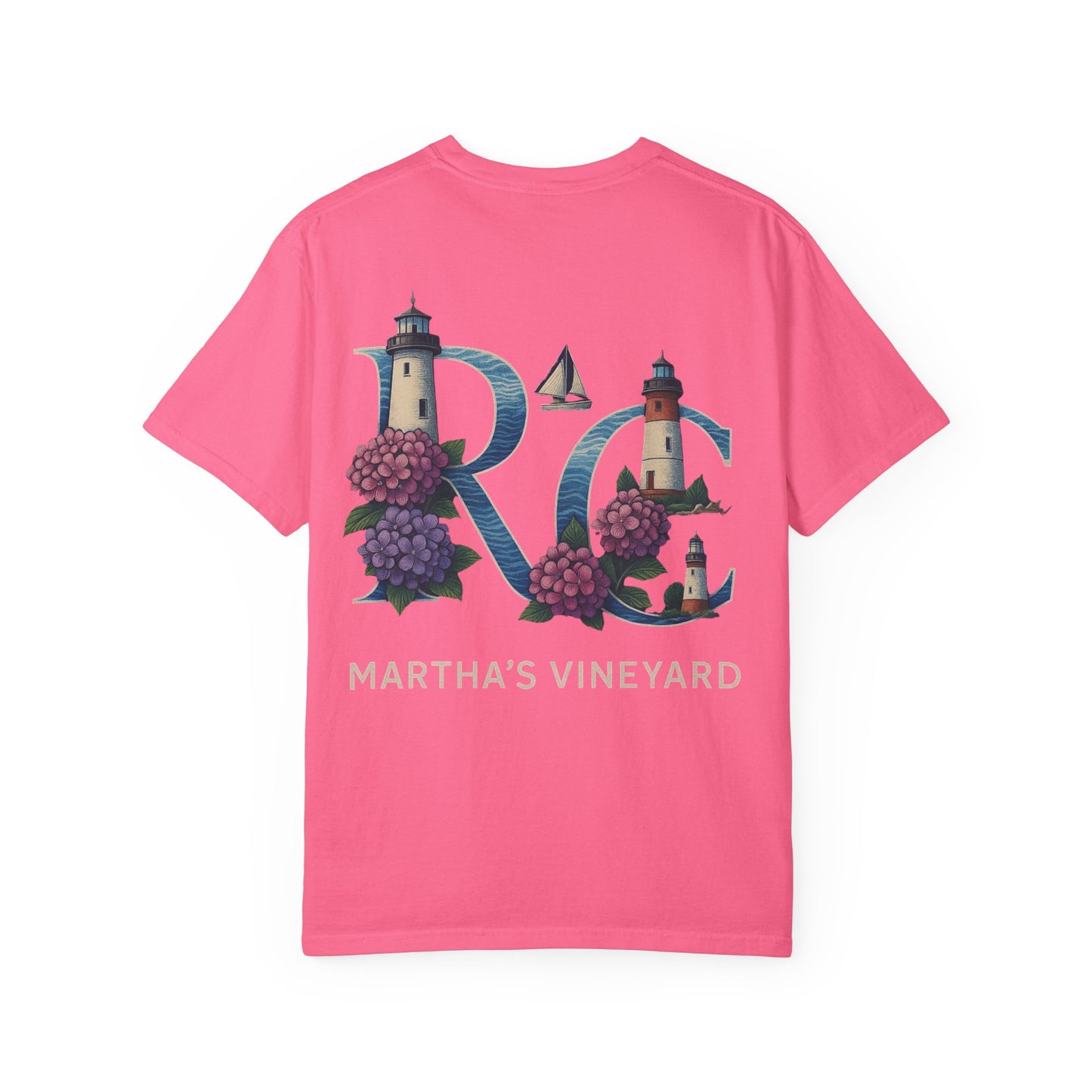 RC Martha’s Vineyard Tee – Nautical Lighthouse & Hydrangea Island Design