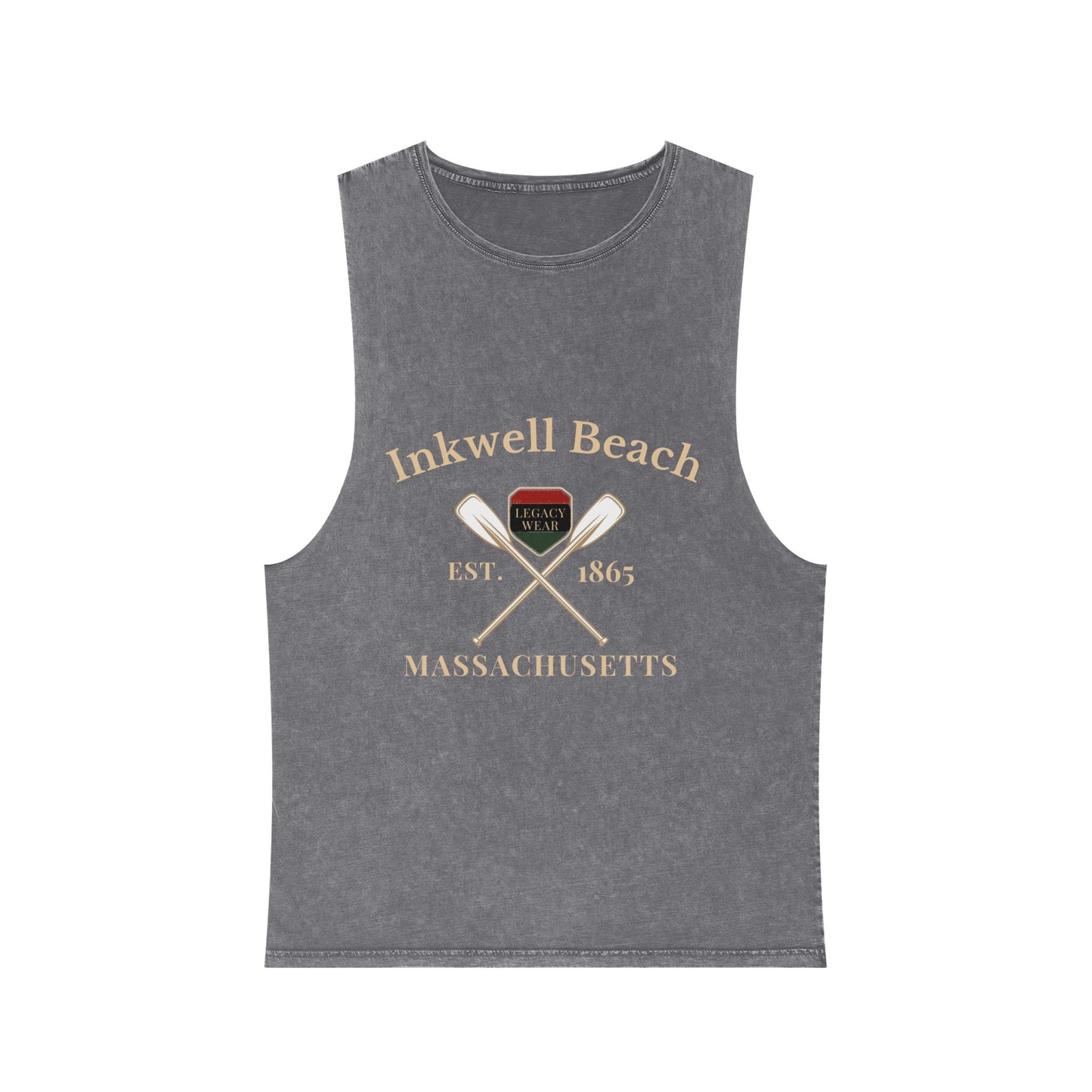 Vintage-Inspired Unisex Stonewash Tank Top - Inkwell Beach Design