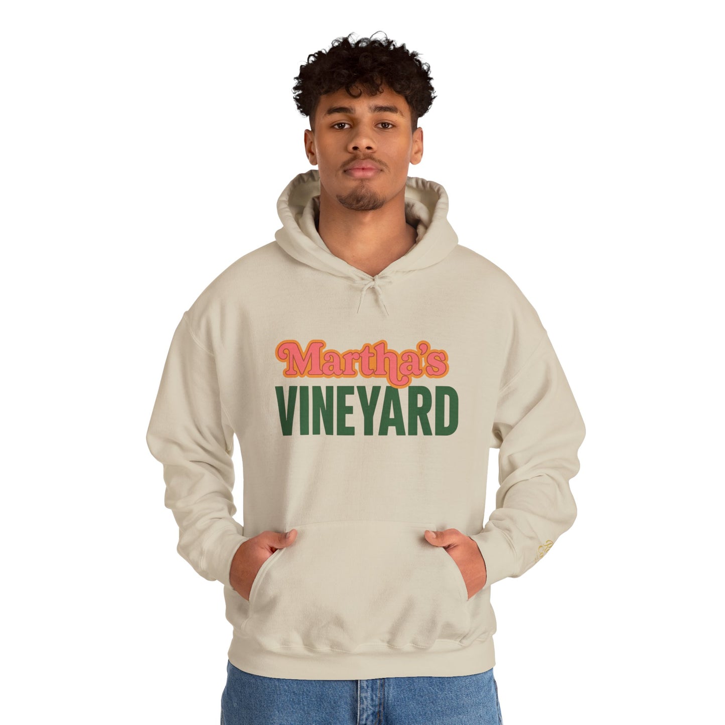 Retro “Martha’s Vineyard” Hoodie – Unisex Heavy Blend, Orange & Green Coastal Desig