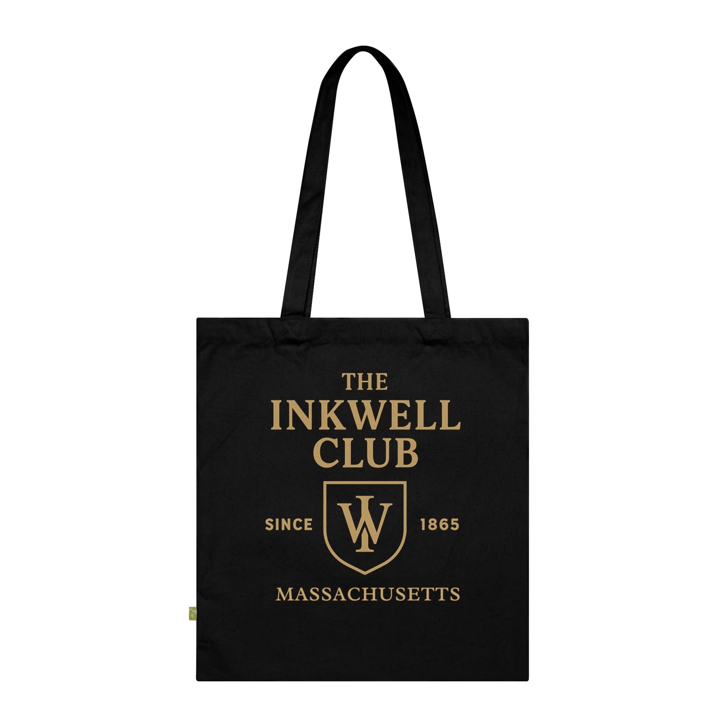 Organic Tote Bag - Inkwell Club Crest Design, Eco-Friendly Long Handle Drop