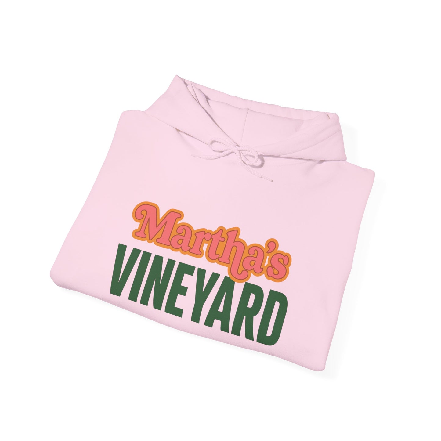 Retro “Martha’s Vineyard” Hoodie – Unisex Heavy Blend, Orange & Green Coastal Desig