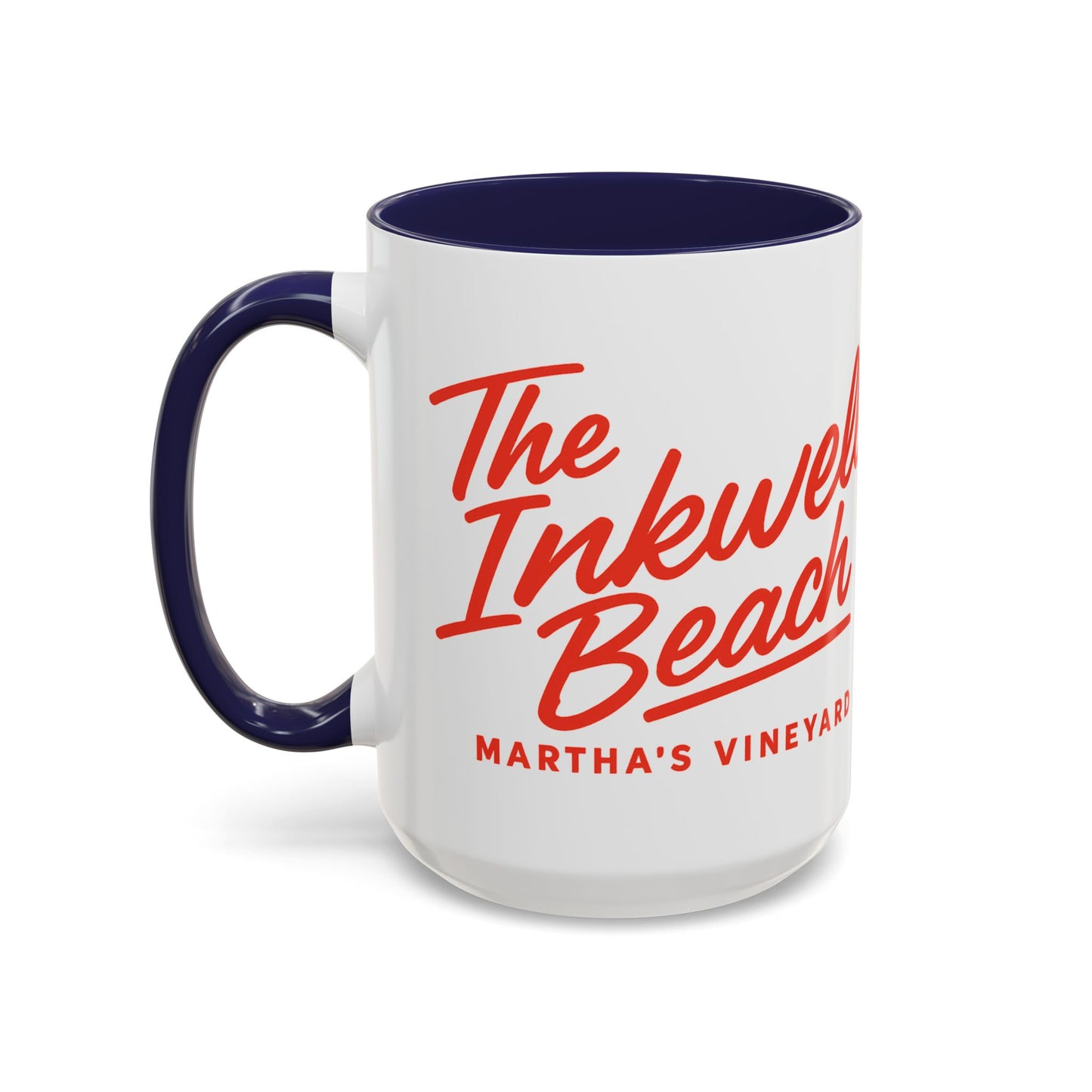 🔴 The Inkwell Beach – Martha’s Vineyard Classic Script Accent Mug (11oz & 15oz)