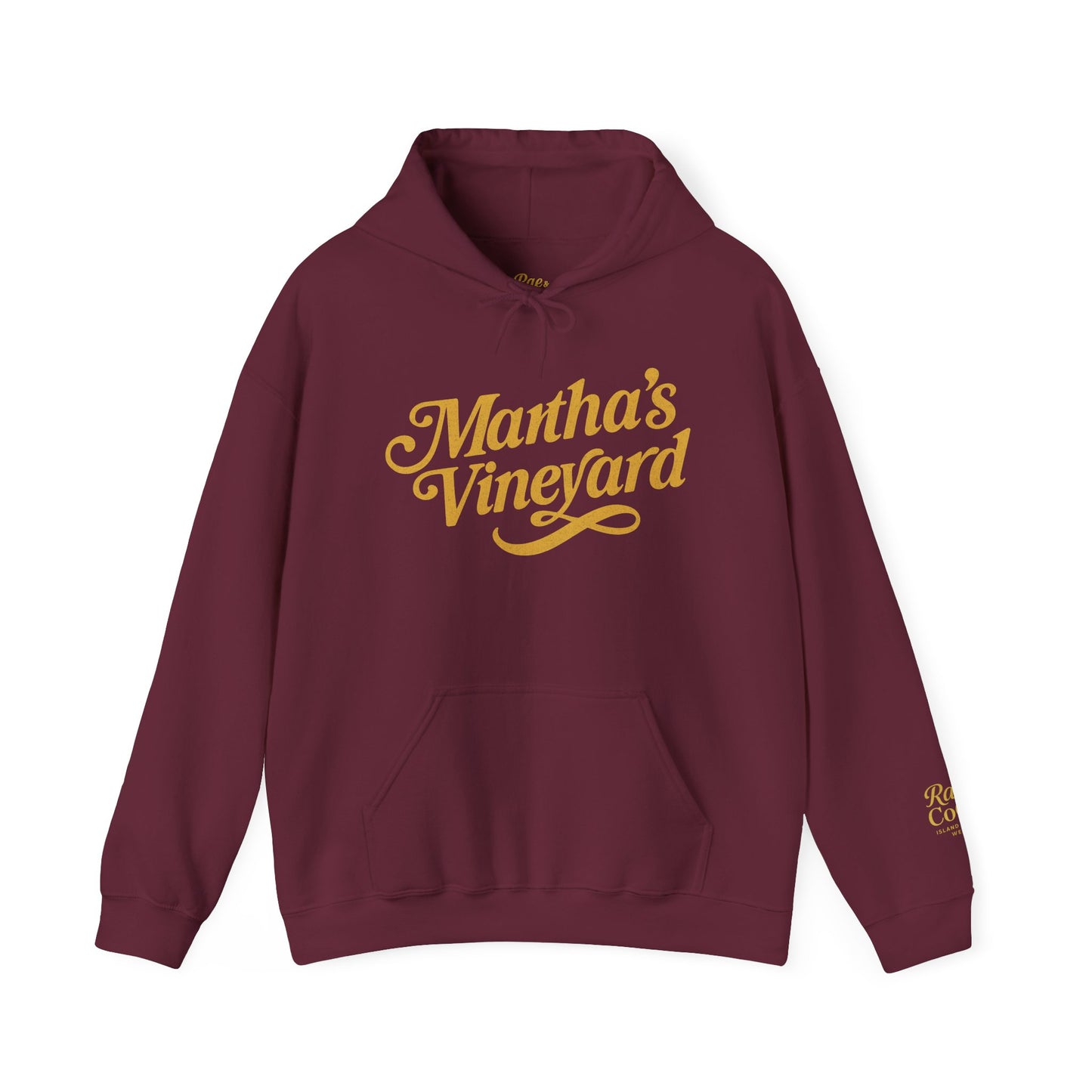 Martha’s Vineyard Hoodie – Unisex Heavy Blend with Cursive Yellow & Black Lettering