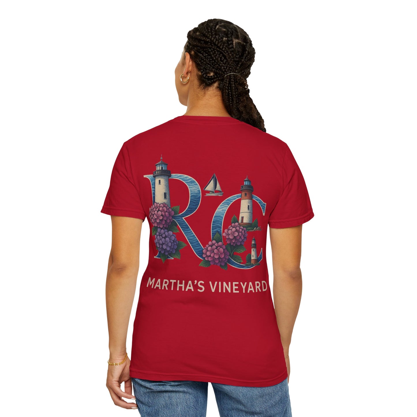 RC Martha’s Vineyard Tee – Nautical Lighthouse & Hydrangea Island Design