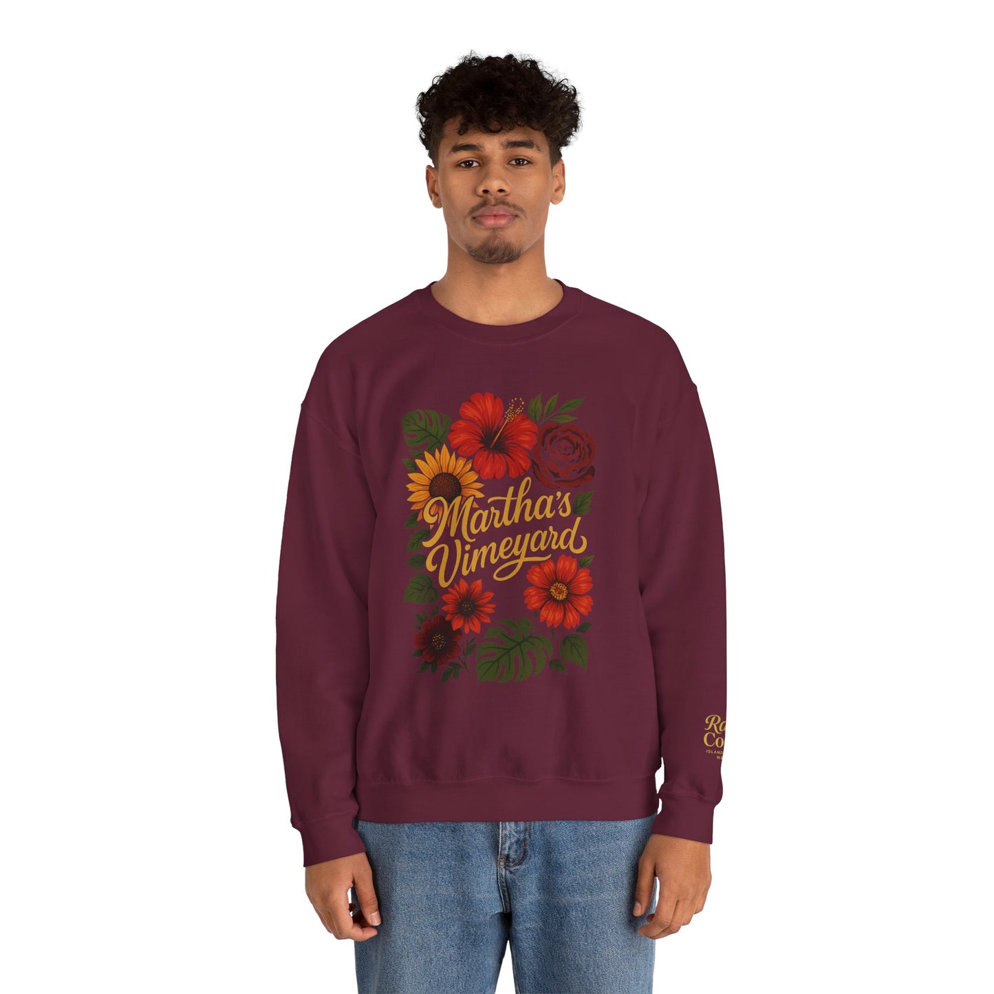 Ocean Park Floral Crewneck Sweatshirt – Martha’s Vineyard Classic | Unisex Heavy Blend
