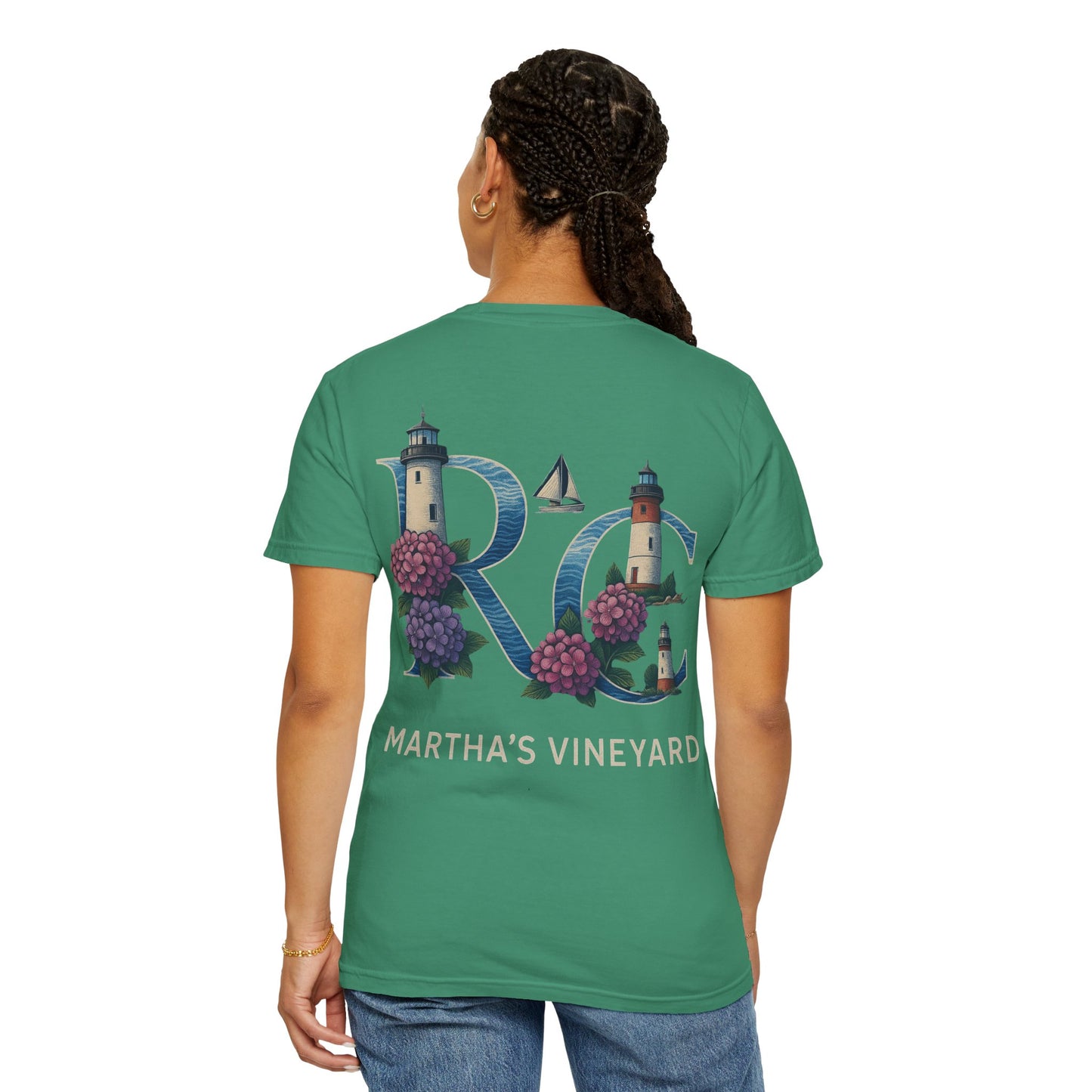 RC Martha’s Vineyard Tee – Nautical Lighthouse & Hydrangea Island Design