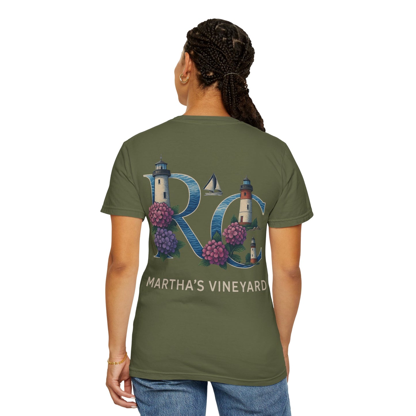 RC Martha’s Vineyard Tee – Nautical Lighthouse & Hydrangea Island Design