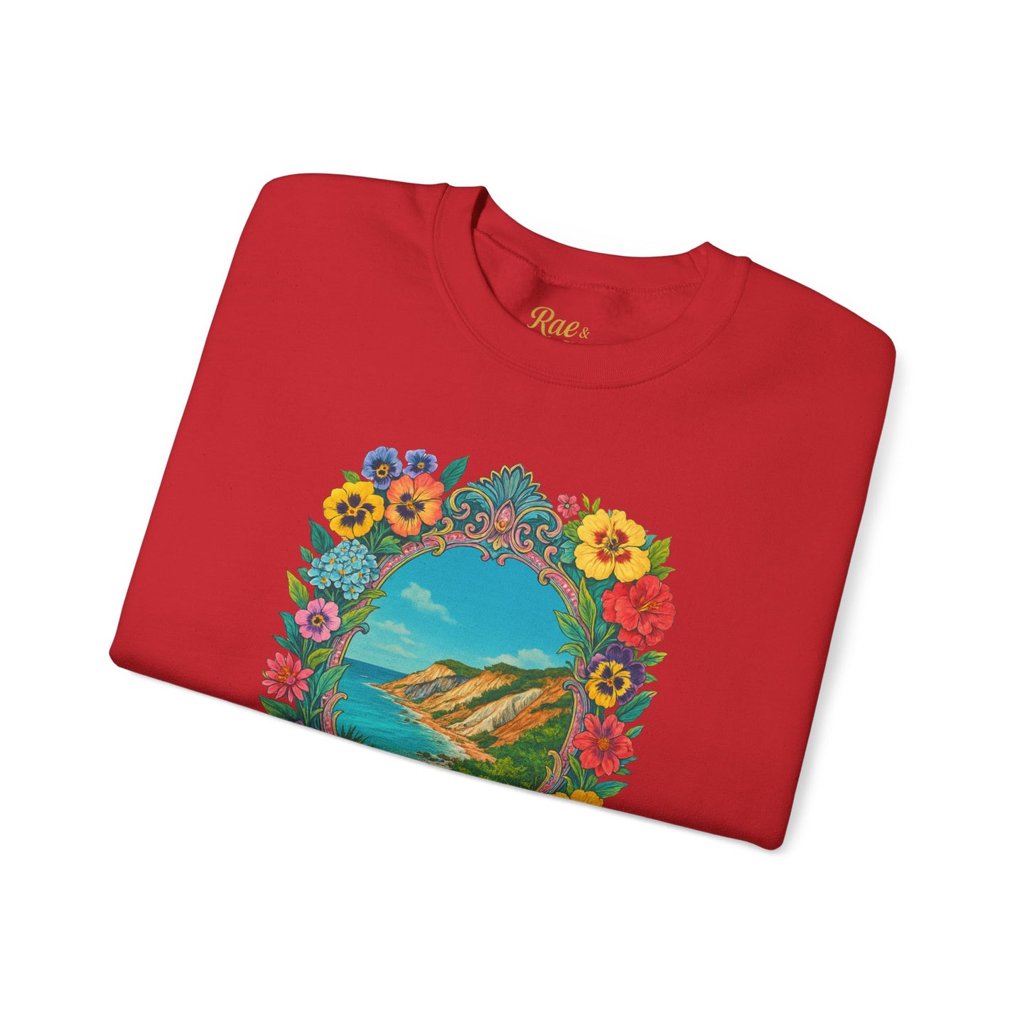 Aquinnah Cliffs Floral Crewneck – Martha’s Vineyard Classic | Unisex Heavy Blend Sweatshirt